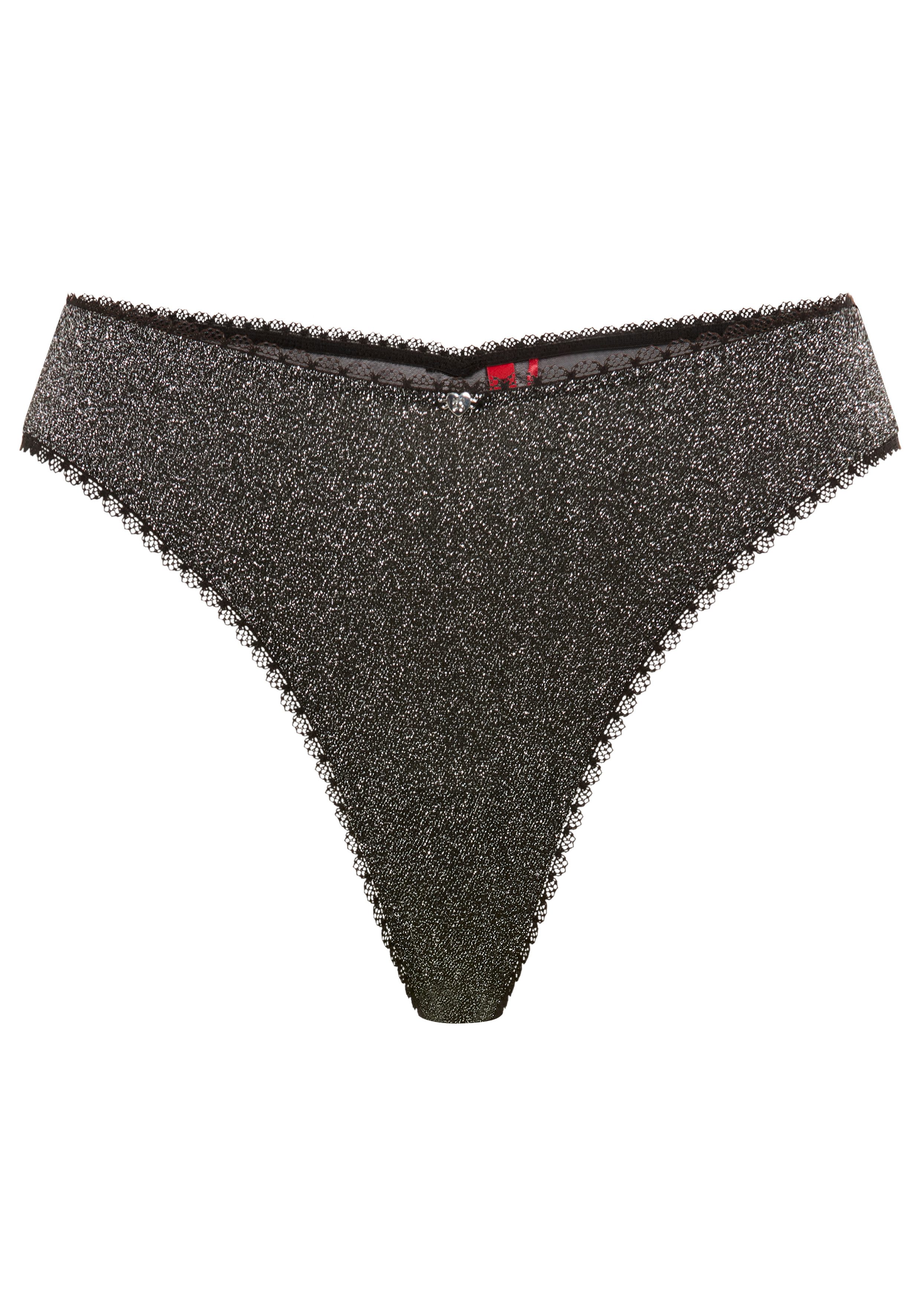HUGO String LUREX Glänzende Lurex-Qualität mit transparenter schwarzer Mesh-Optik