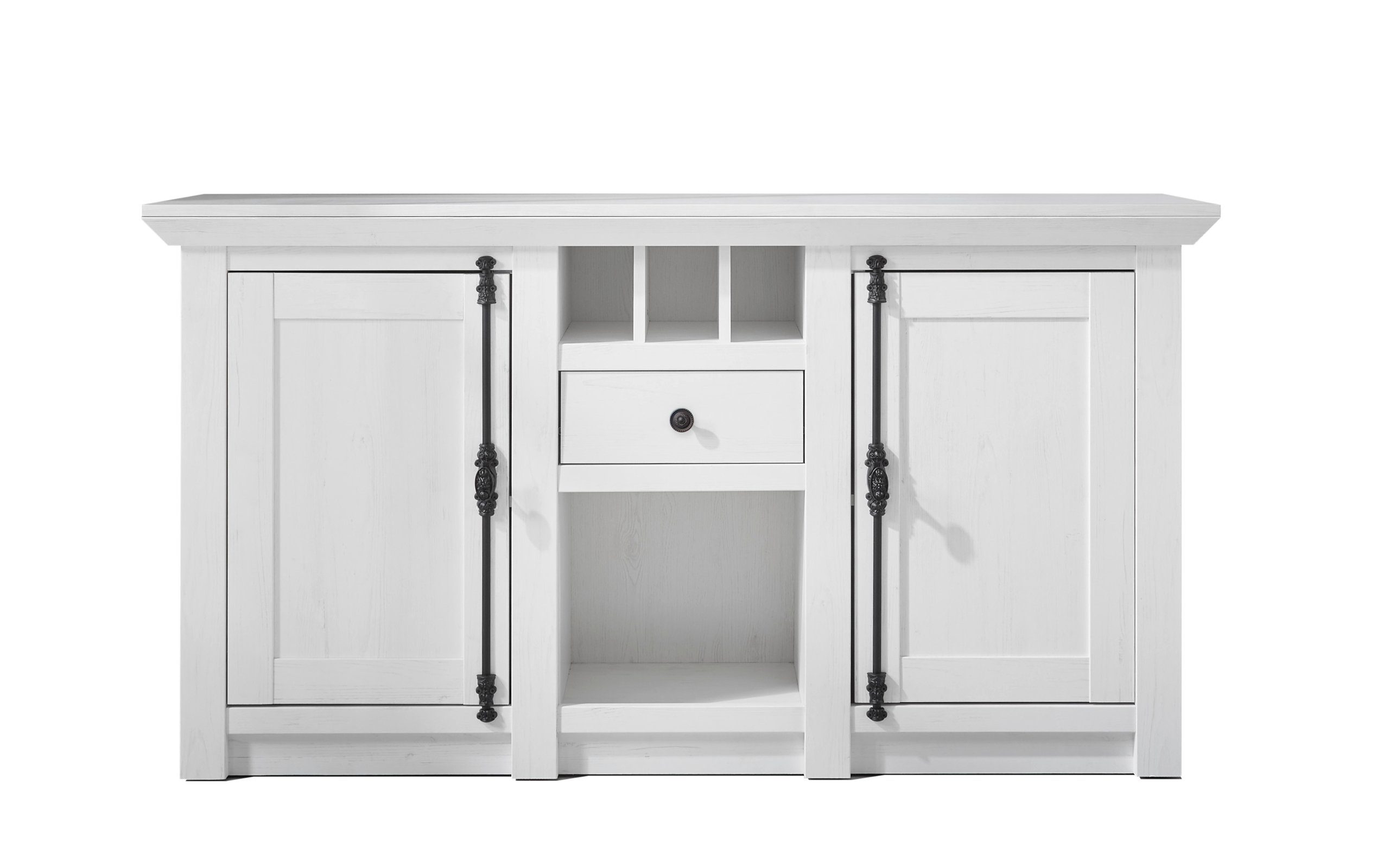 Empinio24 Sideboard WALES, 152x83 cm, 2-türig, mit Flascheneinteilung, weiß Pinie