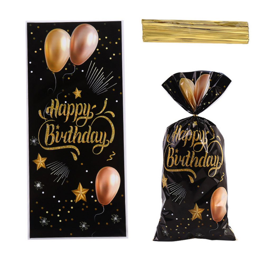 Thumbnail - PRECORN Geschenkbox 50 Geburtstags-Geschenktüten Schwarz mit Gold – Happy Birthday Design