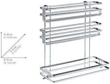 WENKO Küchenrollenhalter Trio Style, mit drei Fächern, verchromtem Metall, befestigen ohne Bohren