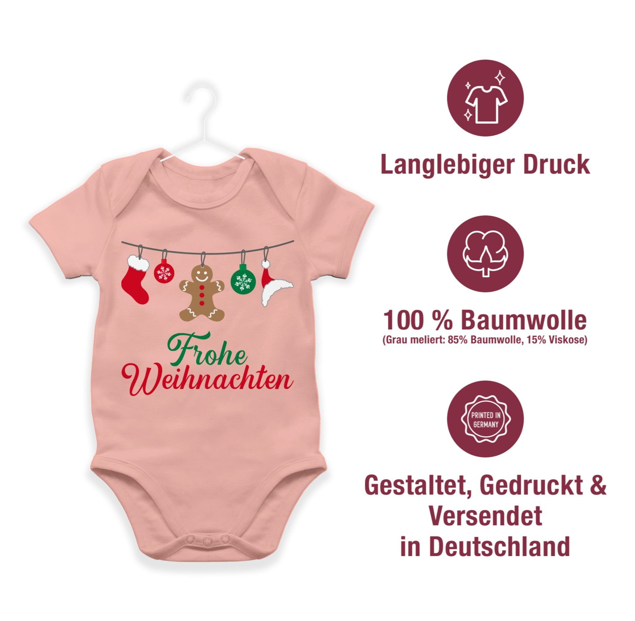 Kleidung 3 Baby Weihnachten Babyrosa Weihnachten Shirtracer Frohe Shirtbody