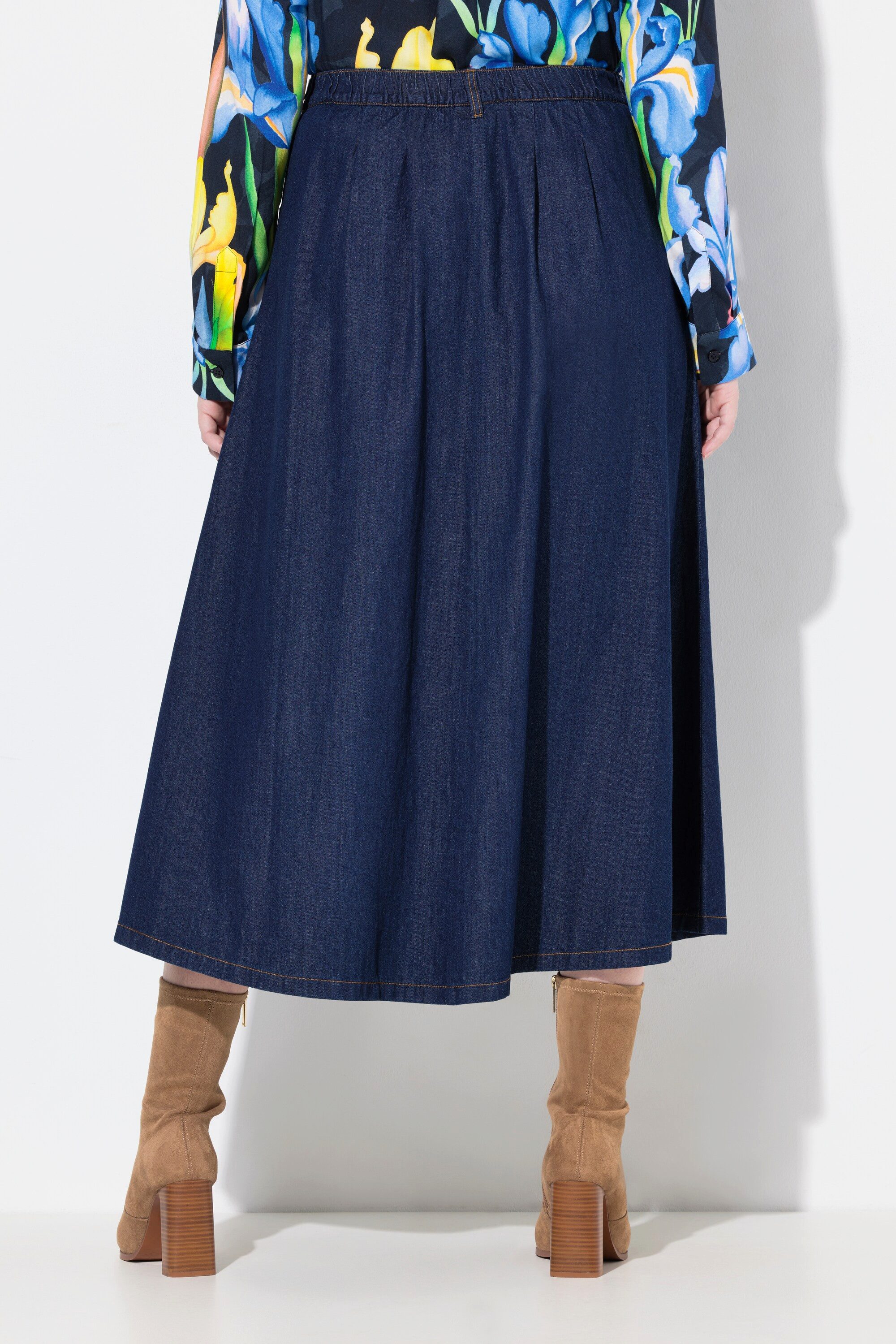 Ulla Popken Jeansrock Jeansrock A-Linie Schmuckknöpfe Elastikbund