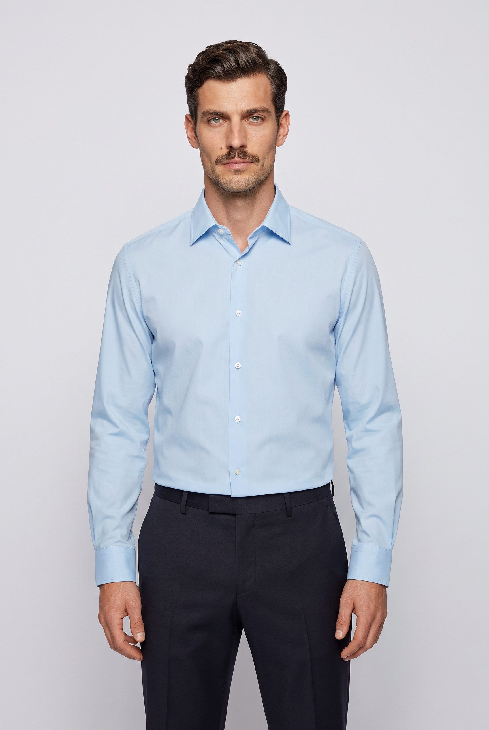 BOSS Businesshemd Hank Kentkragen, Slim-Fit, bügelleichte Qualität