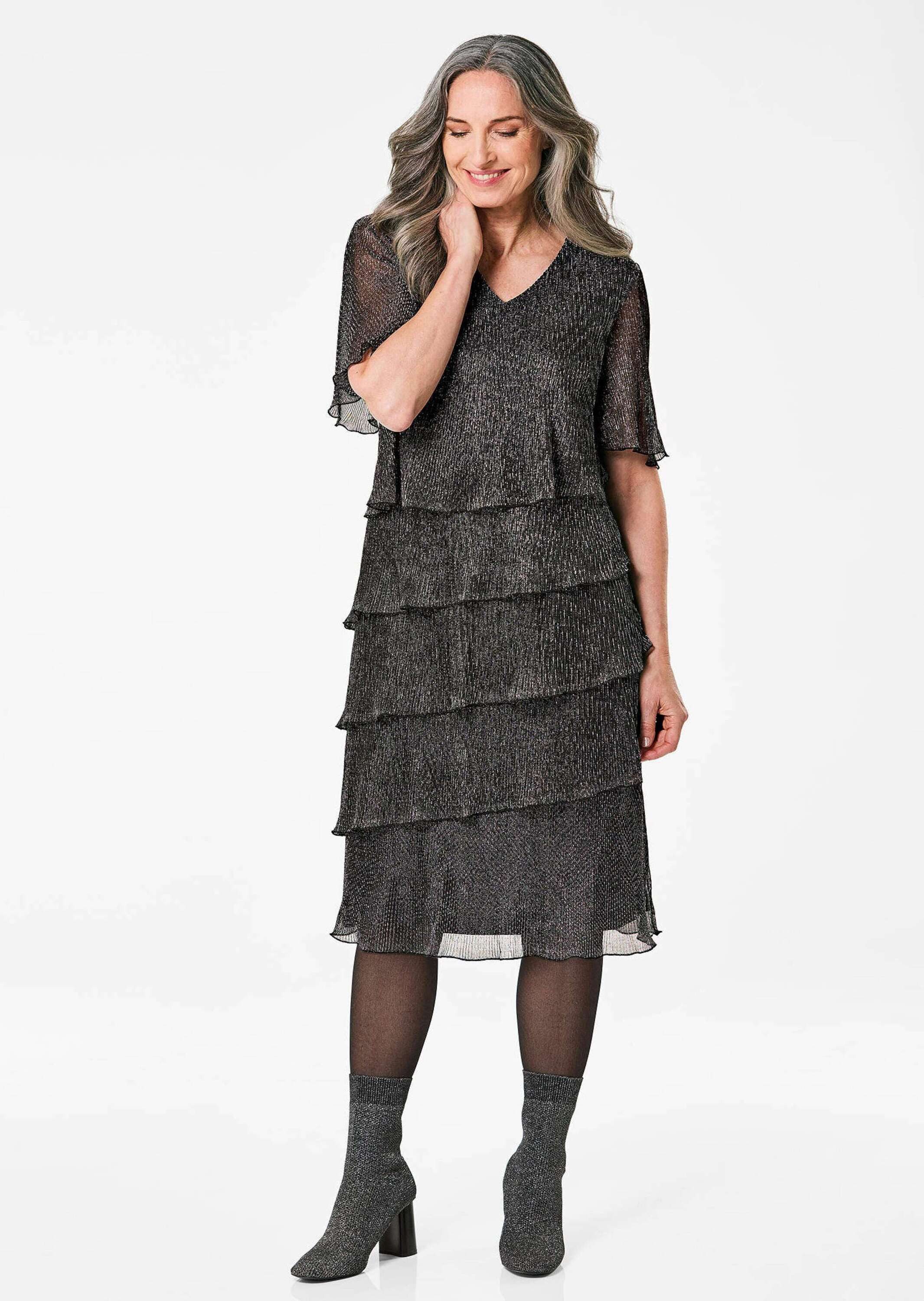 GOLDNER Abendkleid Elegantes Abendkleid mit Glanz-Effekt Glanzkleid mit asy günstig online kaufen