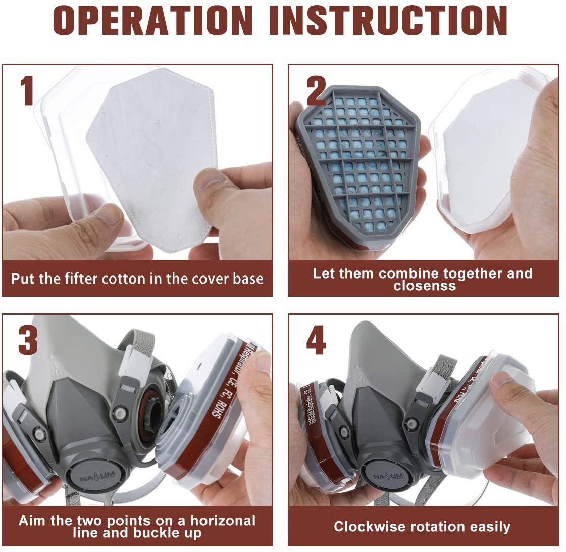 2-Wege Filtersystem, Halt Staubschutzmaske, Gas- NASUM effizientes und Arbeitsschutzbrille ergonomischer