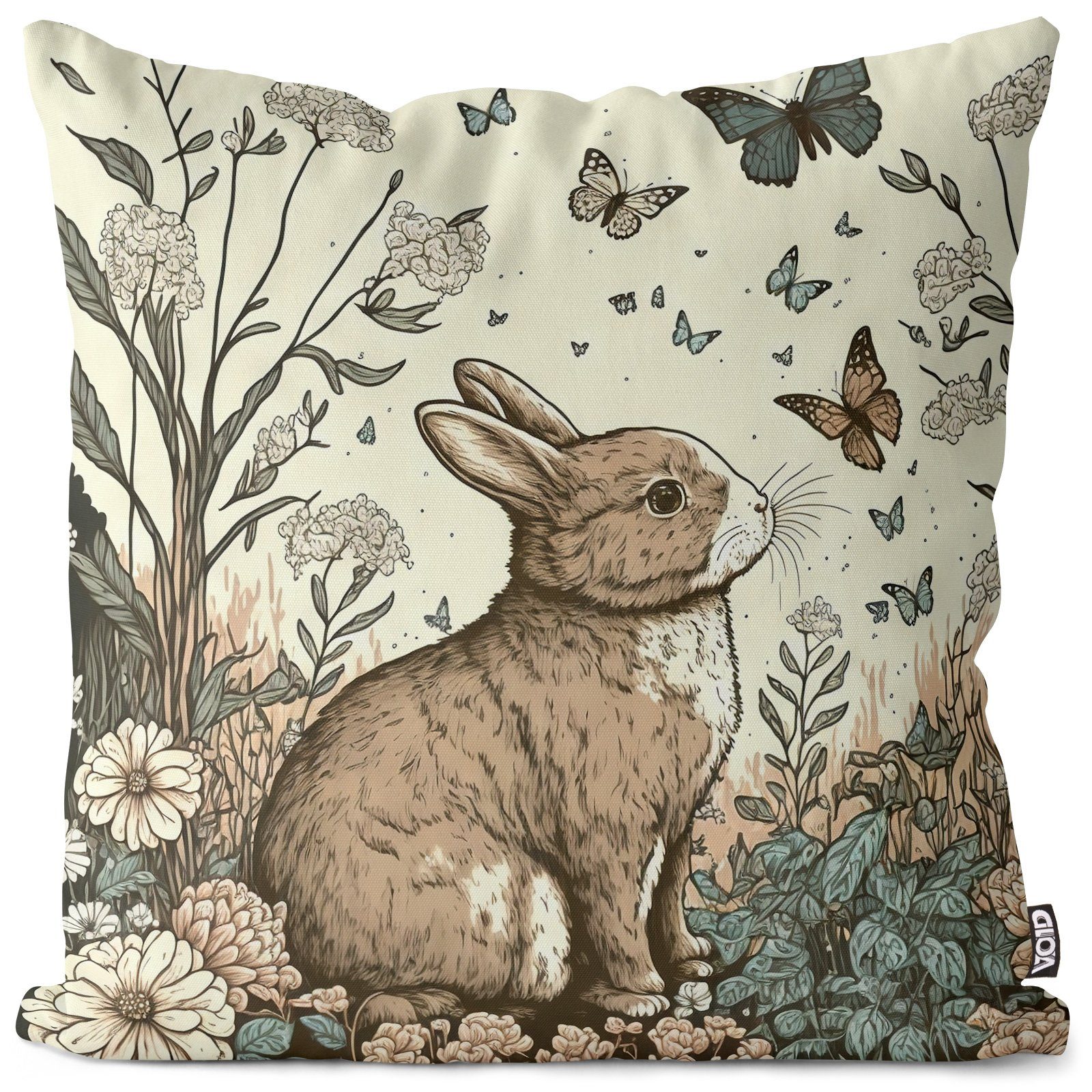 VOID Kissenbezug, (1 Stück), Hase Schmetterlinge Ostern 40x40 Sofakissen Polyester Kissen Geschenk