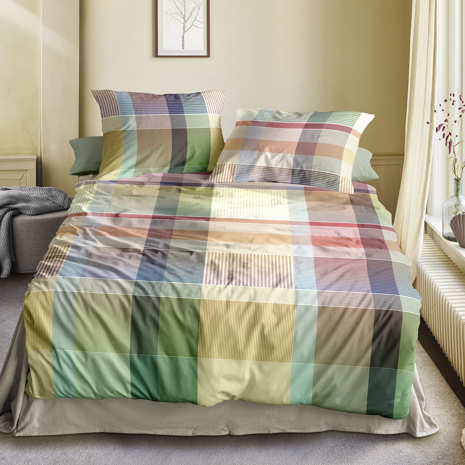 Irisette Bettwäsche 4 tlg Irisette Mako Satin Bettwäsche Wave 8891-90 karie günstig online kaufen