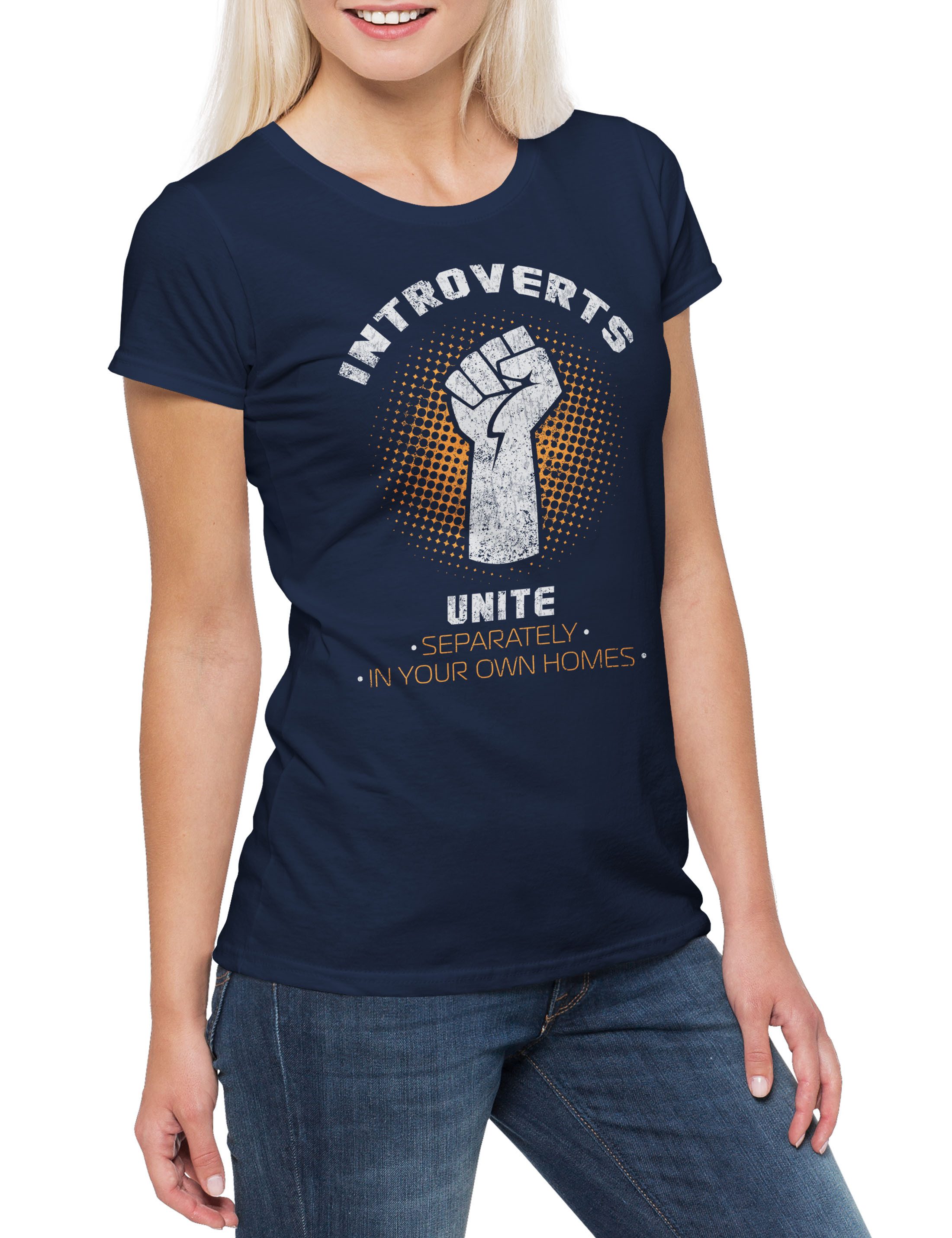 Print-Shirt Introverts Unite Damen T-Shirt Geek Nerd Fun Informatiker Informatik