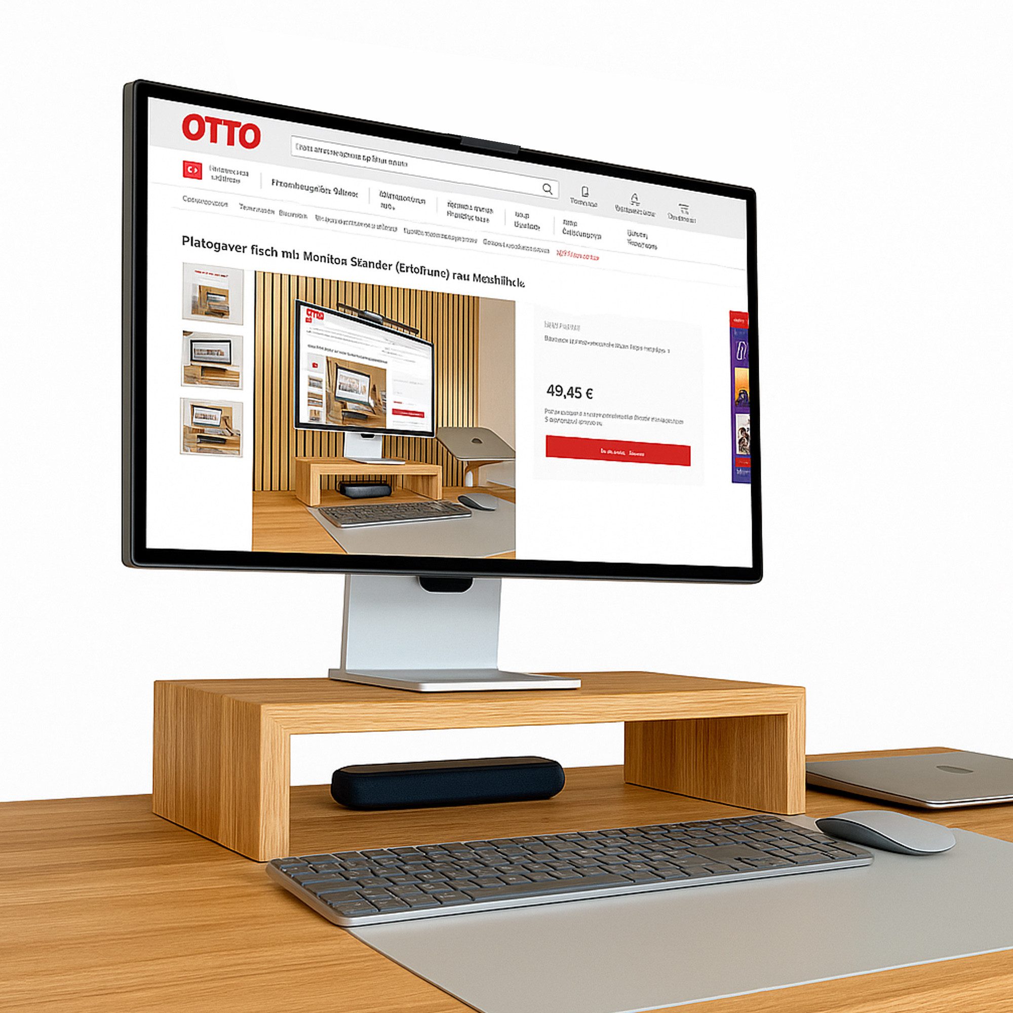 Madera Spielzeuge Monitorständer Massiver Holz Monitor Ständer Eiche/Esche Mix, (bis 65 Zoll, set Packung, 1-tlg., fertig Montiert, Schreibtisch Monitorerhöhung Bildschirm Tisch Aufsatz aus Massivholz)