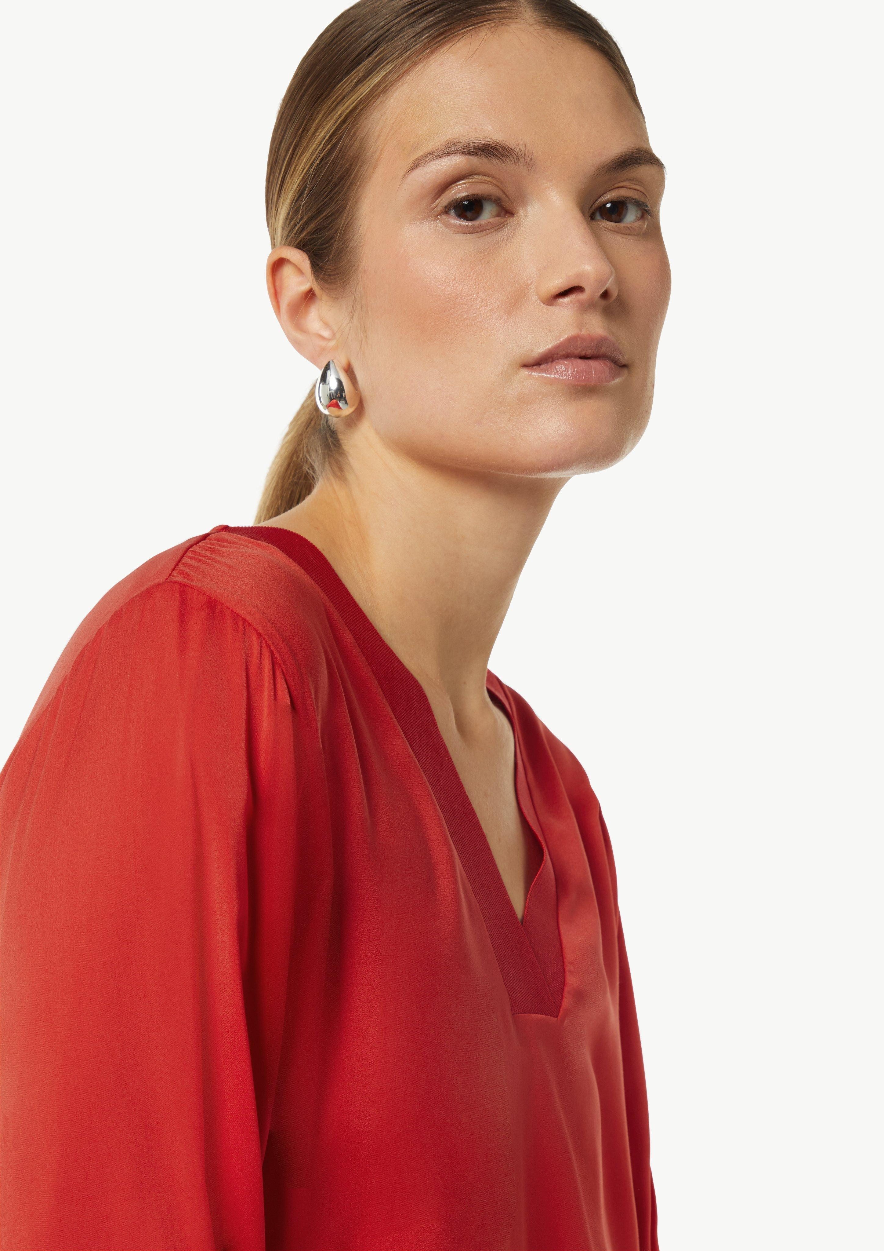 Comma Langarmbluse Satin-Bluse mit Rippbündchen Rippbündchen günstig online kaufen