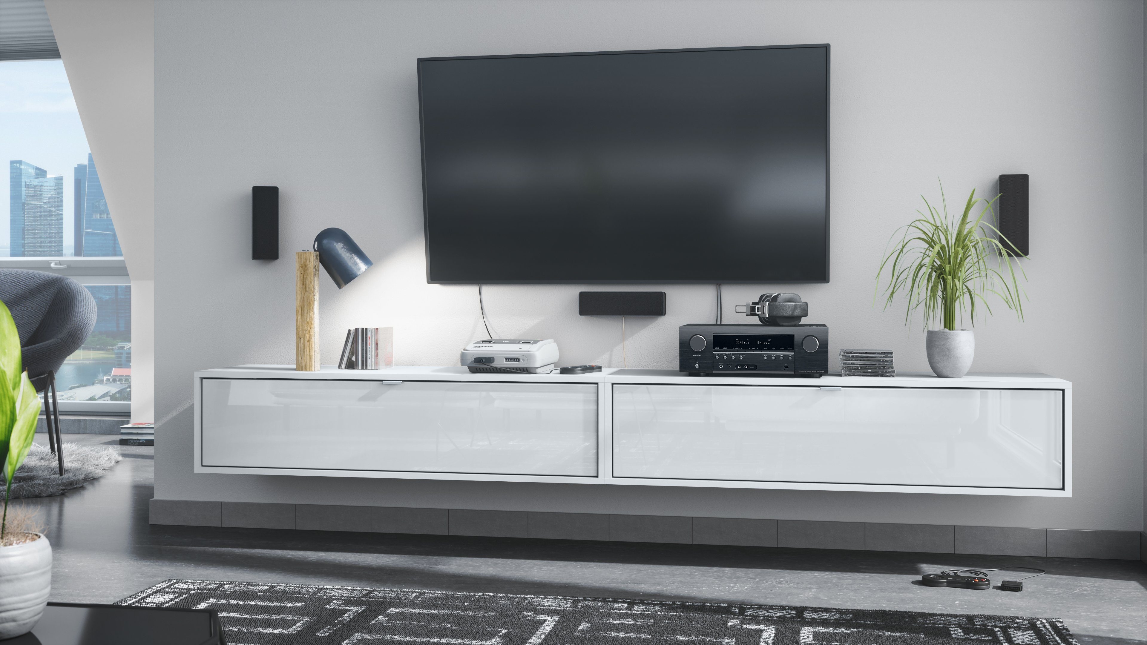 Vladon Lowboard Lana 1200 (2er-Set Tv-Kommode, mit Klappe dahinter 3 Fächer günstig online kaufen