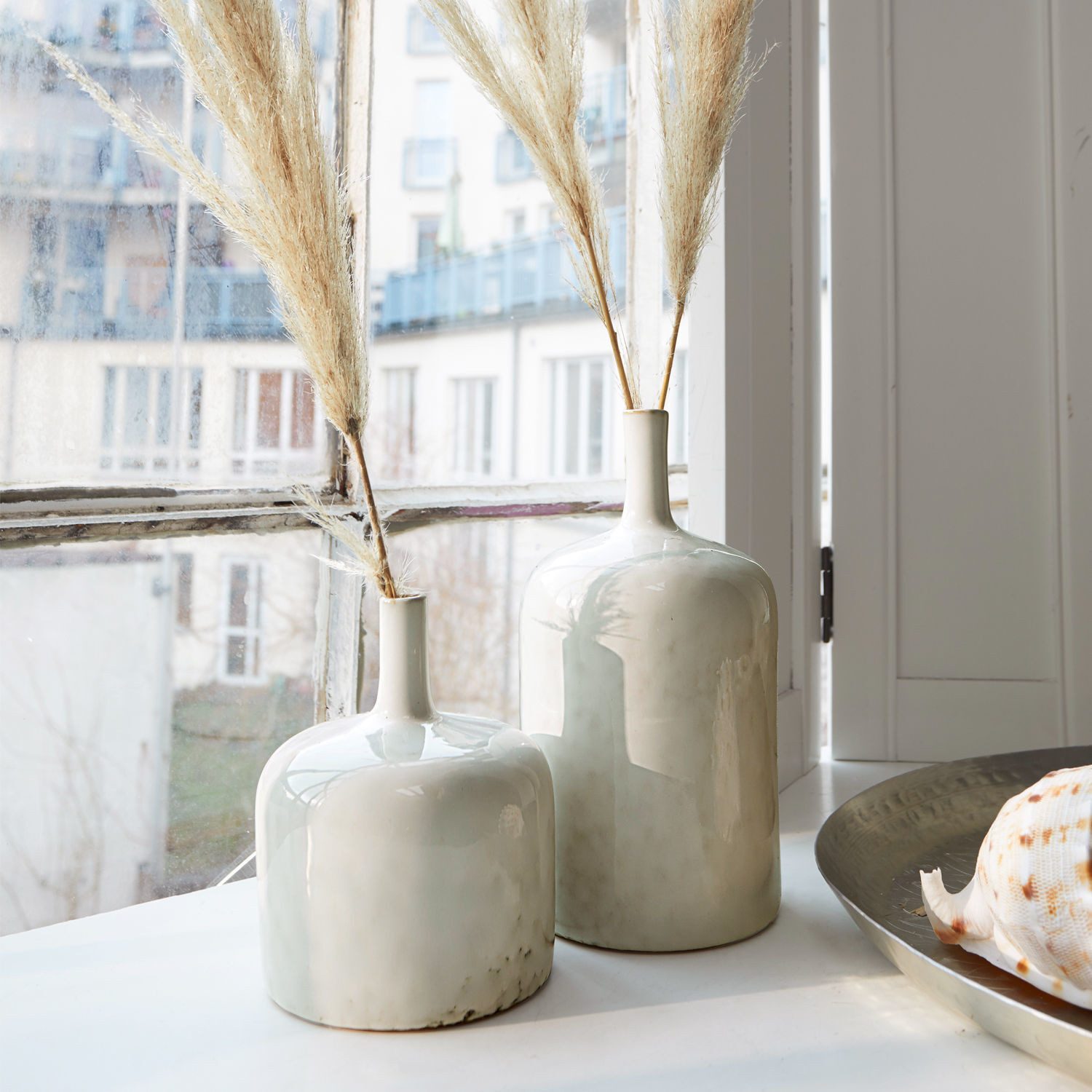 Mirabeau Tischvase Vase 2er Set Kurys creme