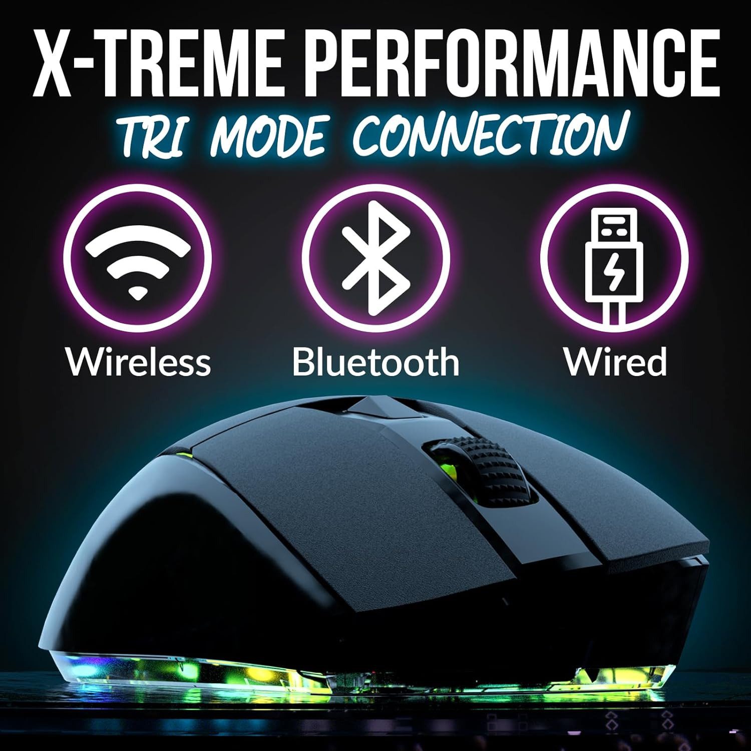 KLIM Blaze X Gaming-Maus (Bluetooth, kabellos mit Ladestation und RGB Beleuchtung)