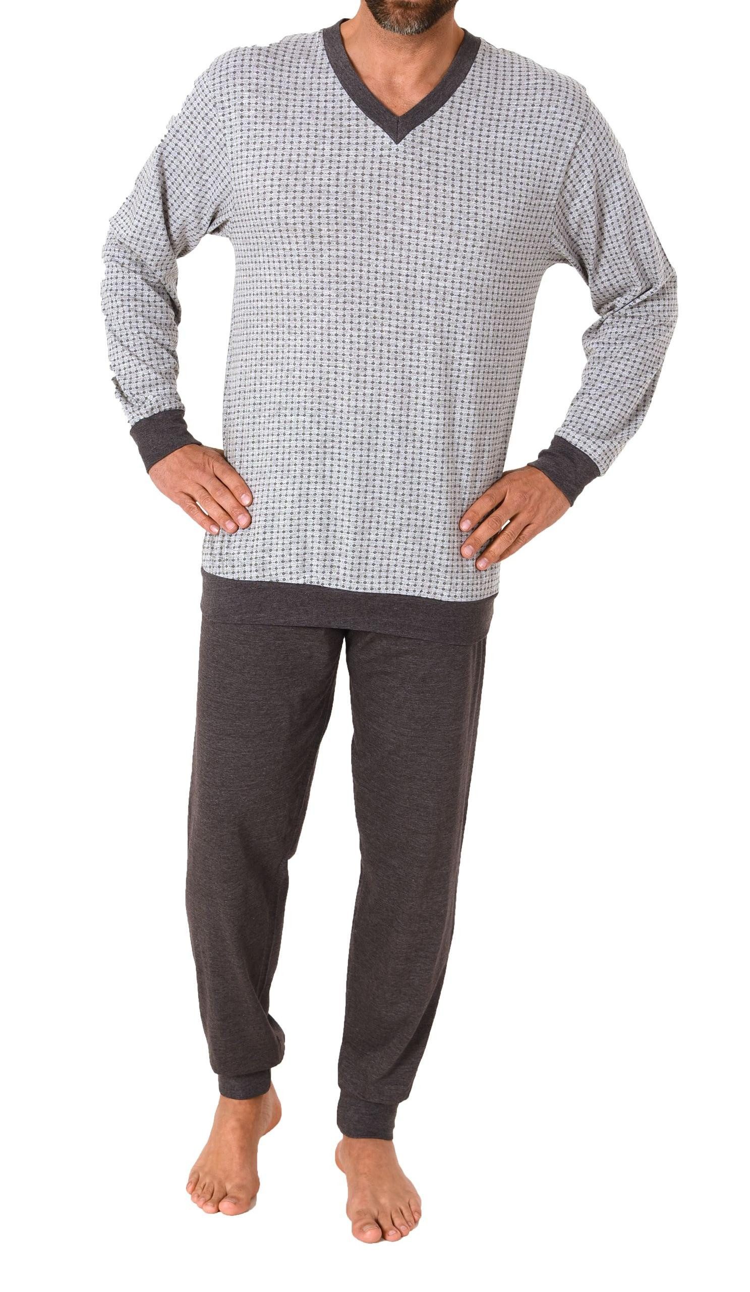 Pyjama Normann Herren langarm Schlafanzug Pyjama mit Bündchen