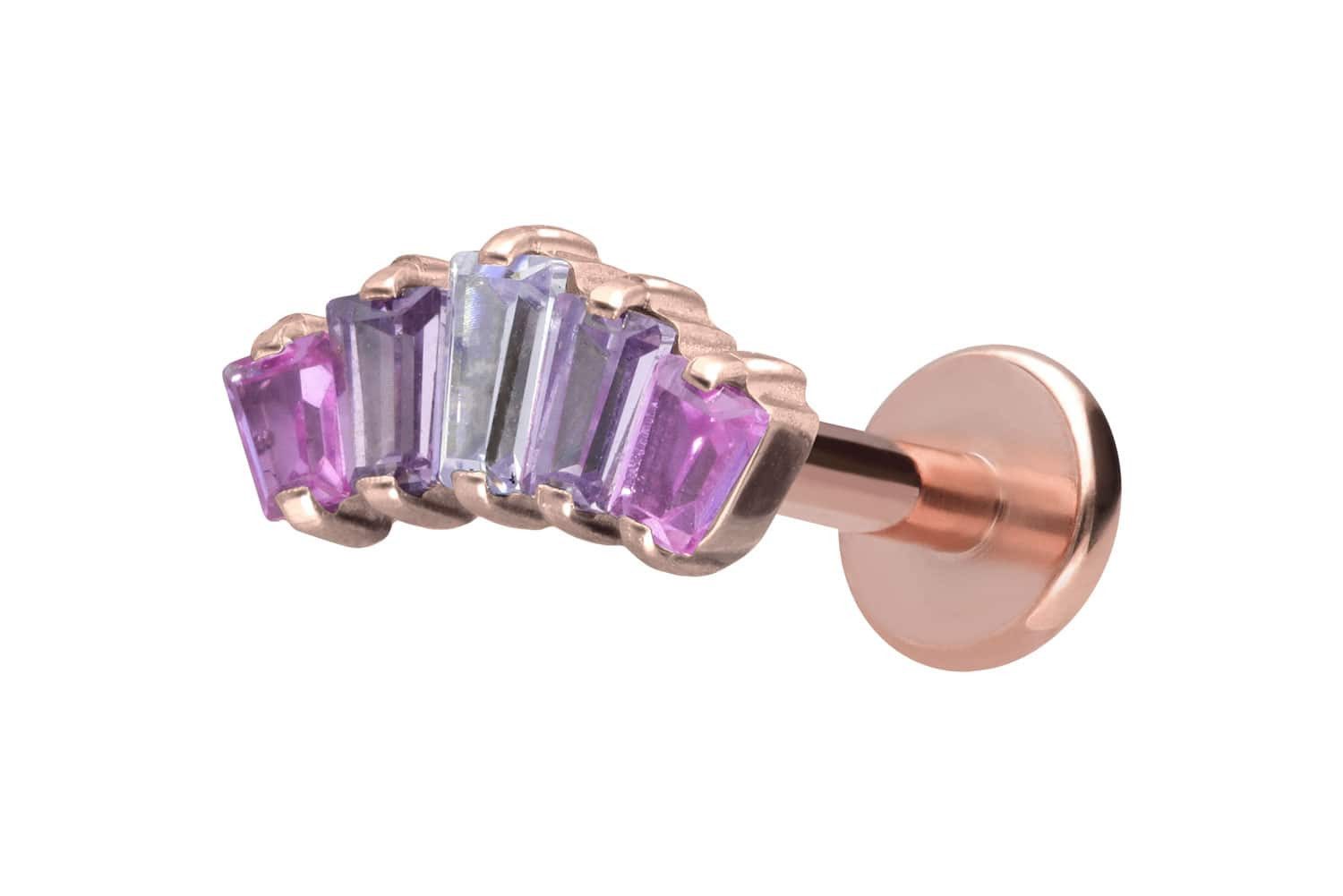 PIERCINGLINE Piercing-Set Titan Labret mit Innengewinde 5 EINGEFASSTE KRISTALLRECHTECKE (Labrets, 1-tlg)