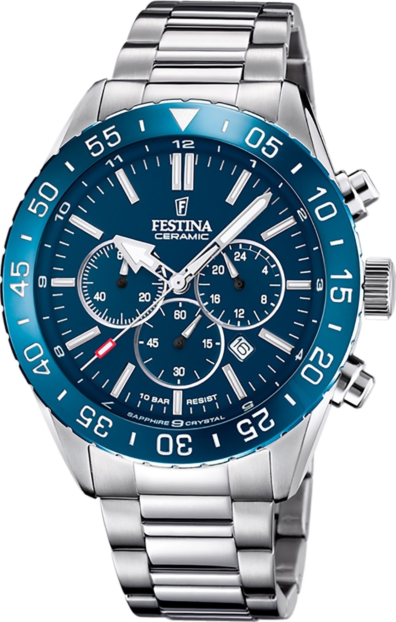 Festina Quarzuhr Festina Herrenuhr Keramik, Herren Armbanduhr rund, Edelstahlarmband silber, Fashion