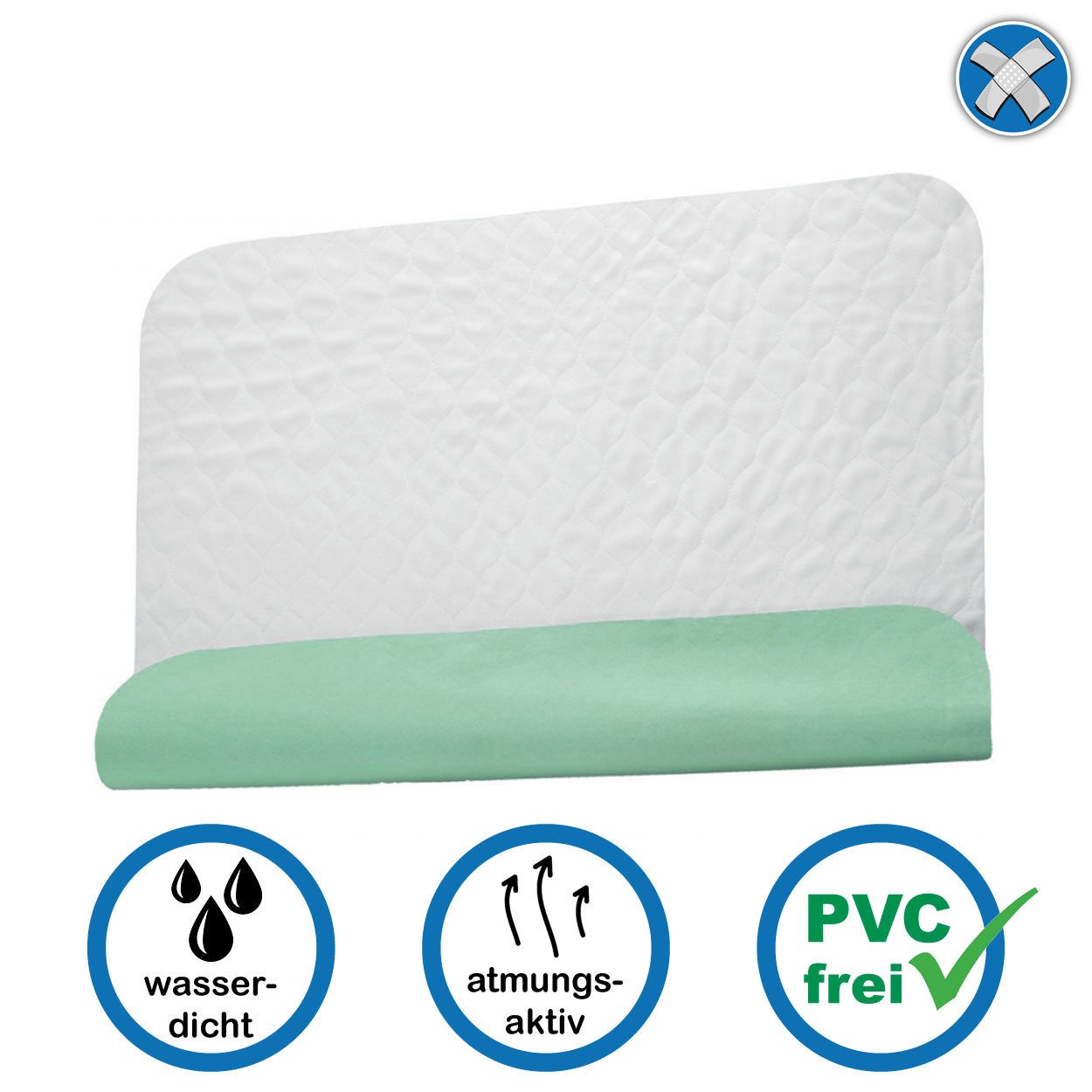 Matratzenauflage PFLEGE POINT® Inkontinenz-Mehrwegunterlage Betteinlage grün 75 x 85 cm PFLEGE POINT