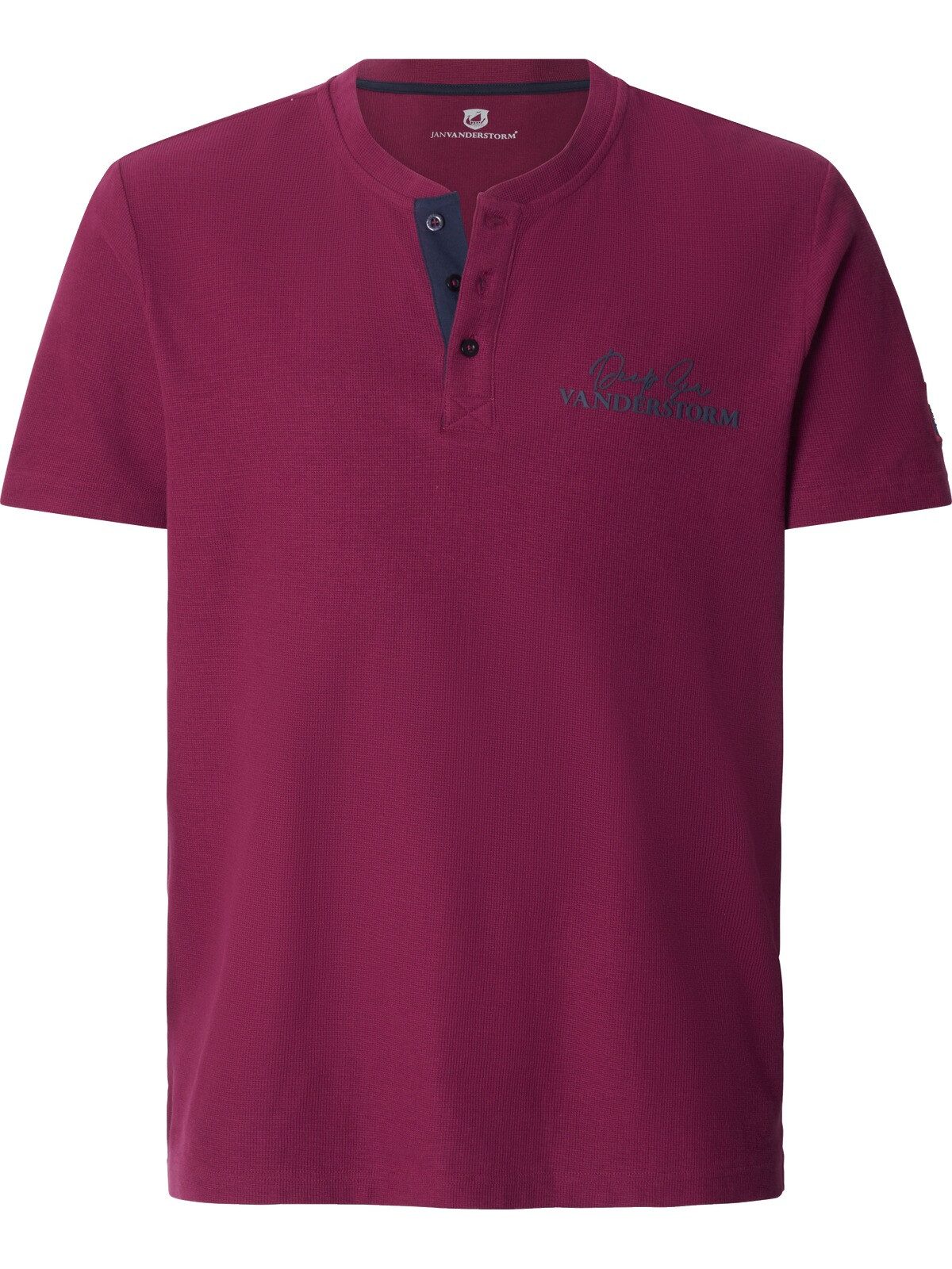 Jan Vanderstorm T-Shirt GORTAN mit Knopfleiste & Aufdruck