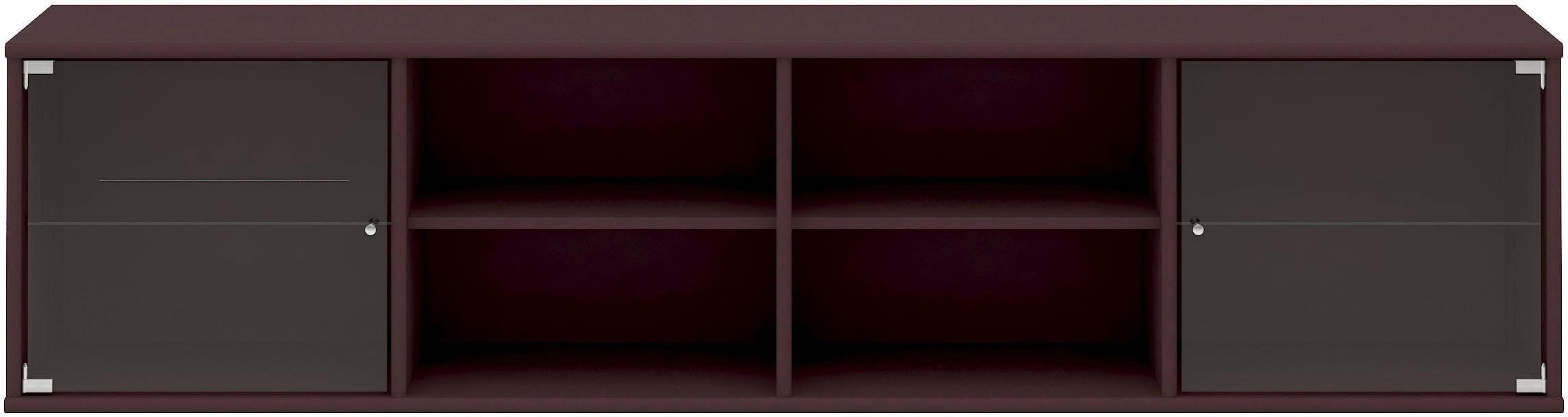 Hammel Furniture Regal Mistral, Hochwertig Lowboard, hängend/stehend montierbar, mit zwei Glastüren, B: 177 cm, lowboard, anpassungsbar Designmöbel bordeaux