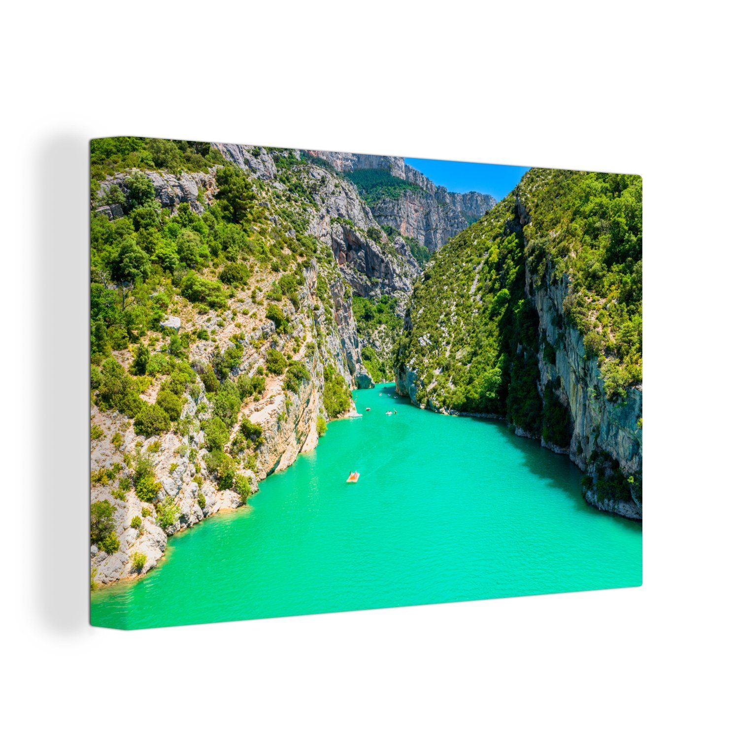OneMillionCanvasses® Leinwandbild Blaues Wasser in den Verdon-Schluchten in Frankreich, (1 St), Wandbild Leinwandbilder, Aufhängefertig, Wanddeko, 30x20 cm