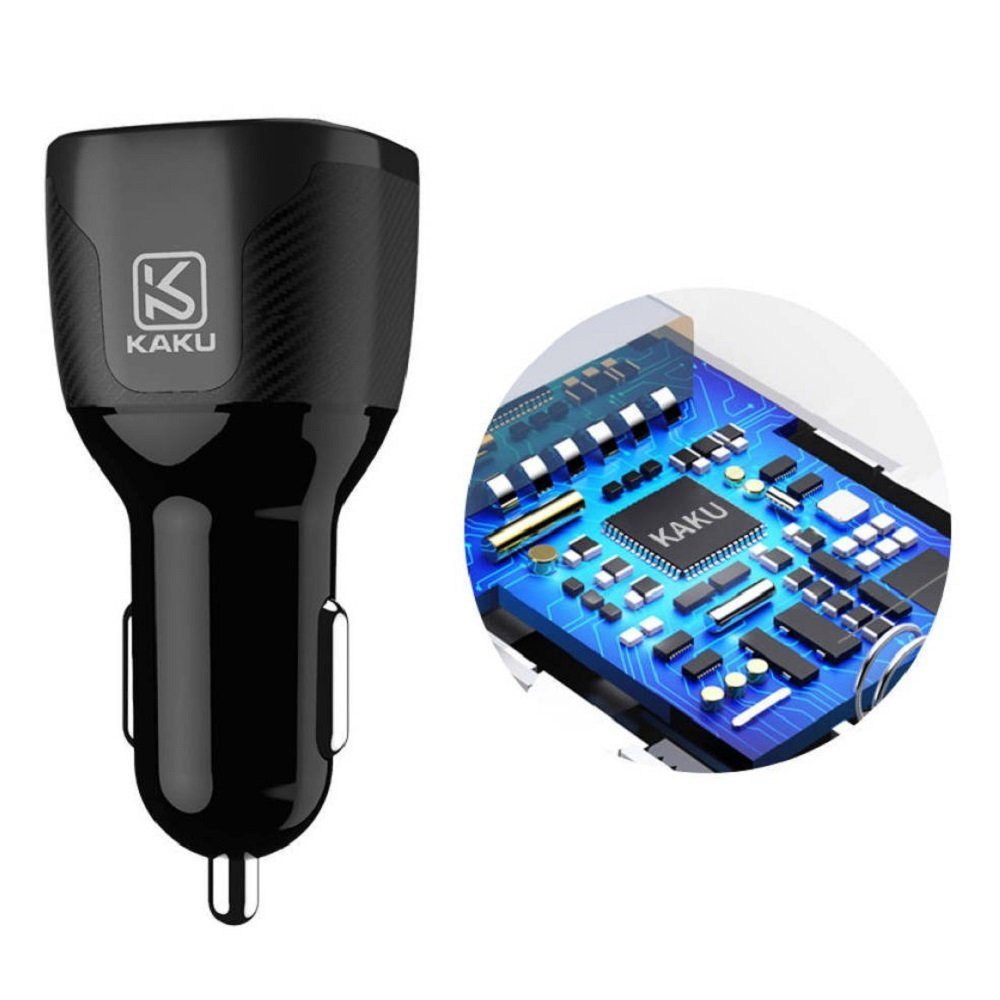 Kaku KFZ-Ladegerät 2.4A 2xUSB Dual Port 3in1 Typ-C, Lightning, Micro-USB Smartphone-Ladegerät