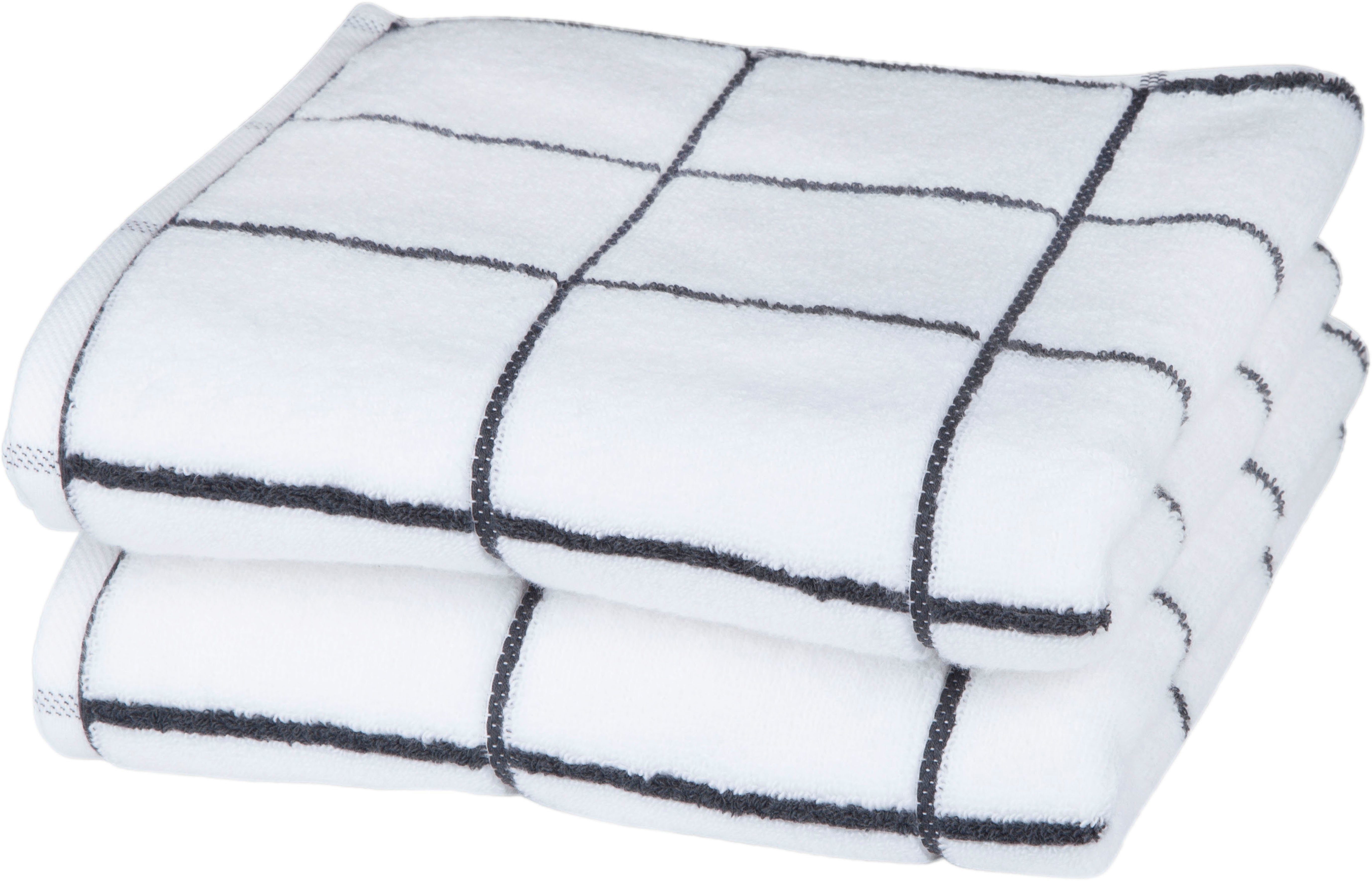 ROSS Handtücher Cashmere Überkaro, Frottier (2-St), in modischen Farben weiß | Kinderhandtücher