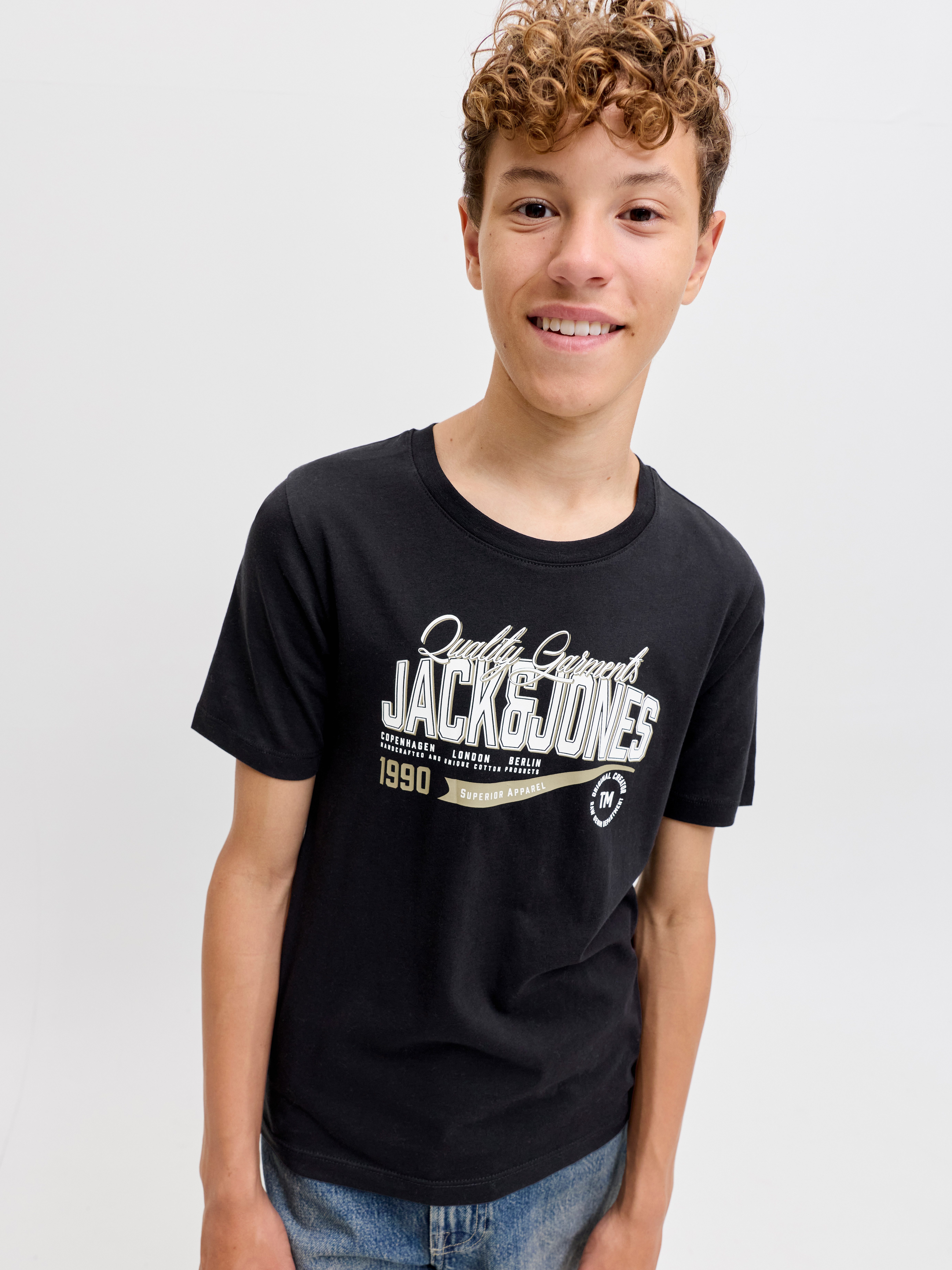 Jack & Jones Junior Rundhalsshirt JJELOGO TEE SS O-NECK 2 COL AW26 SN JNR Baumwolle, regular fit – Bild 2 von 5