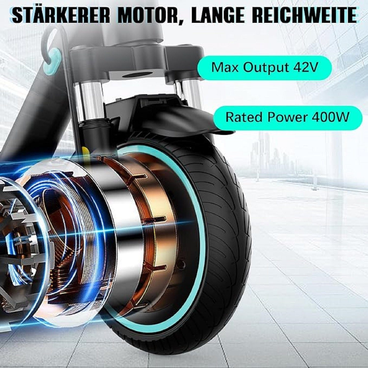 RCB TECH E-Scooter EV85F ABE mit Straßenzulassung, 8,5 Zoll Elektroroller, APP, stoßfest, 400,00 W, 20,00 km/h, (1 tlg., mit Schutzblechen), Reichweite 23-30 km, klappbar