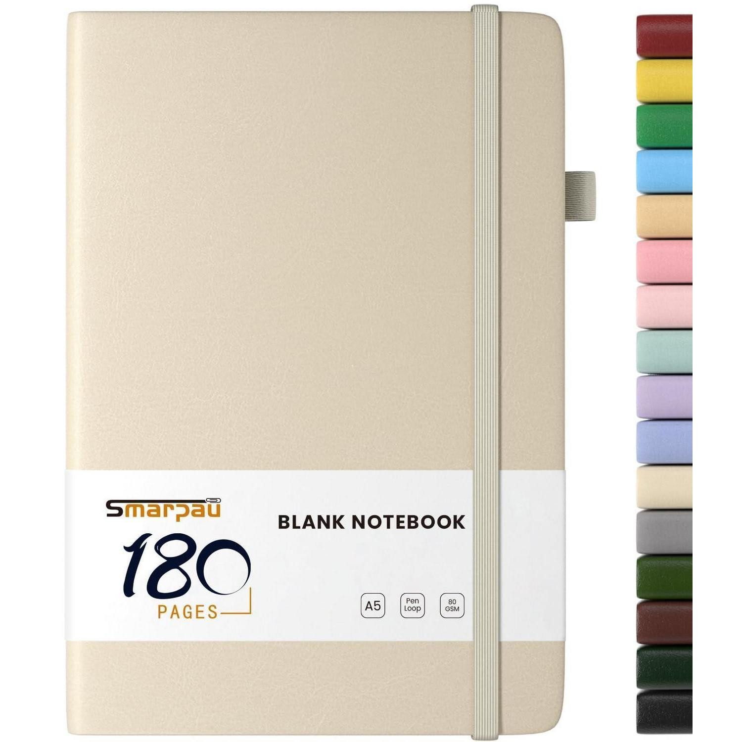 LuxusKollektion Notizbuch Notizbuch A5 Blanko Hardcover Beige 180 Seiten