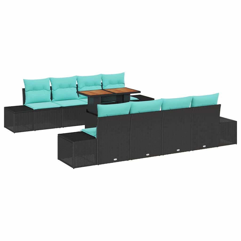 vidaXL Loungesofa Garten Essgruppe 7 stk. 6-Sitzanzahl Schwarz und Teal, 7 Teile