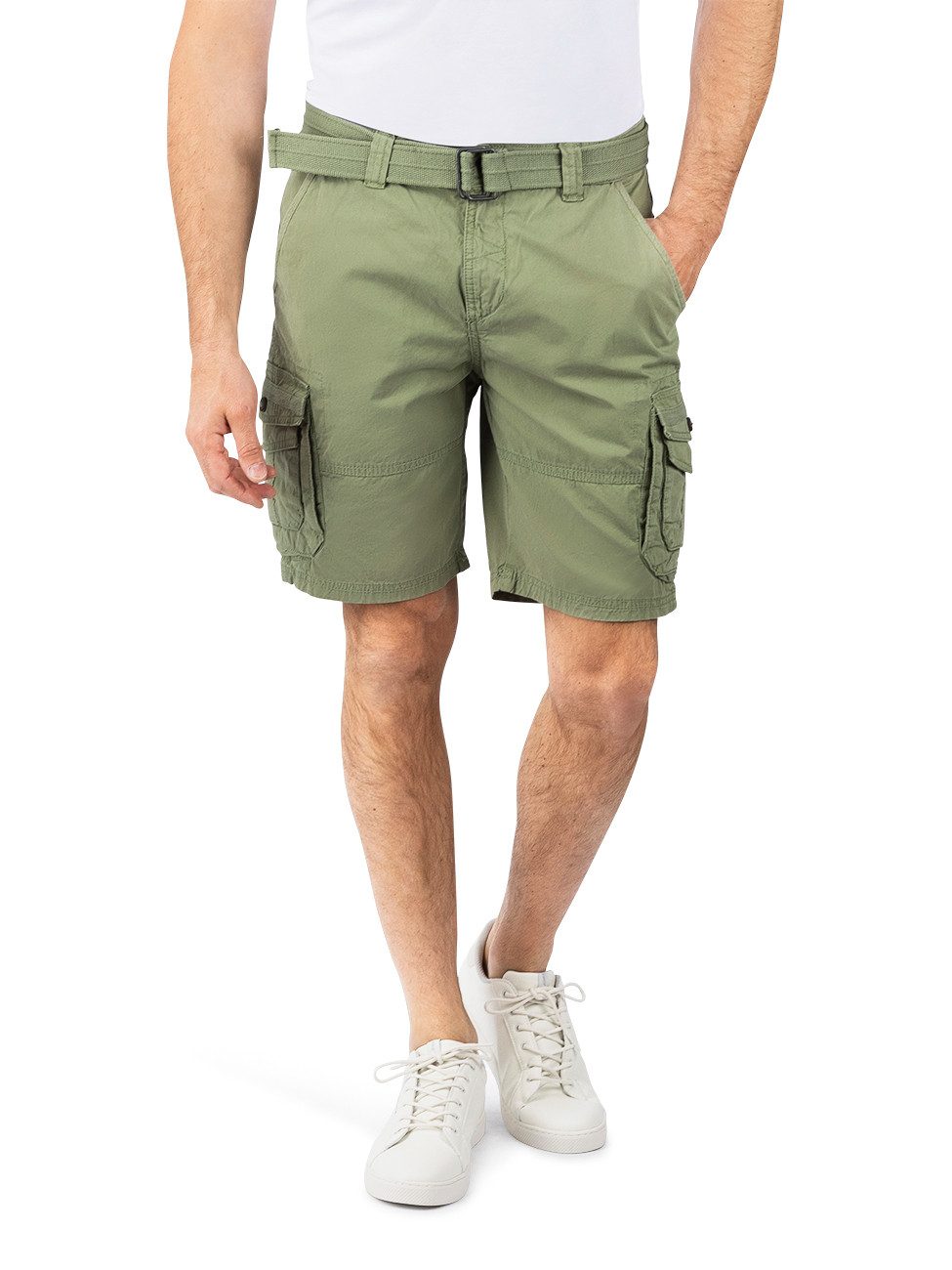 DENIMFY Cargoshorts Herren Shorts DFUlli Regular Fit Bermudashorts aus 100% Baumwolle mit Gürtel