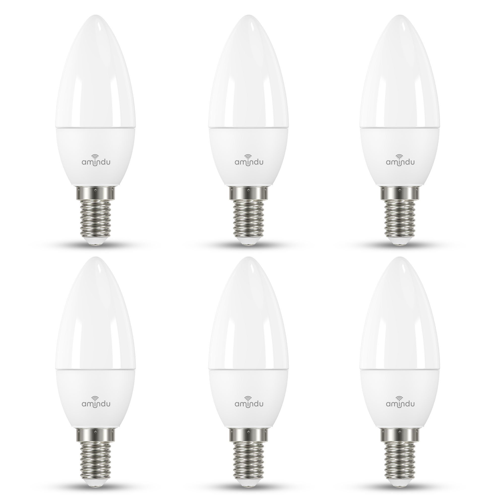 Amindu LED-Leuchtmittel, E14, warmweiß oder kaltweiß, 470lm, 4.9W ersetzt  40W Glühbirne, optional dimmbar, 6er Pack