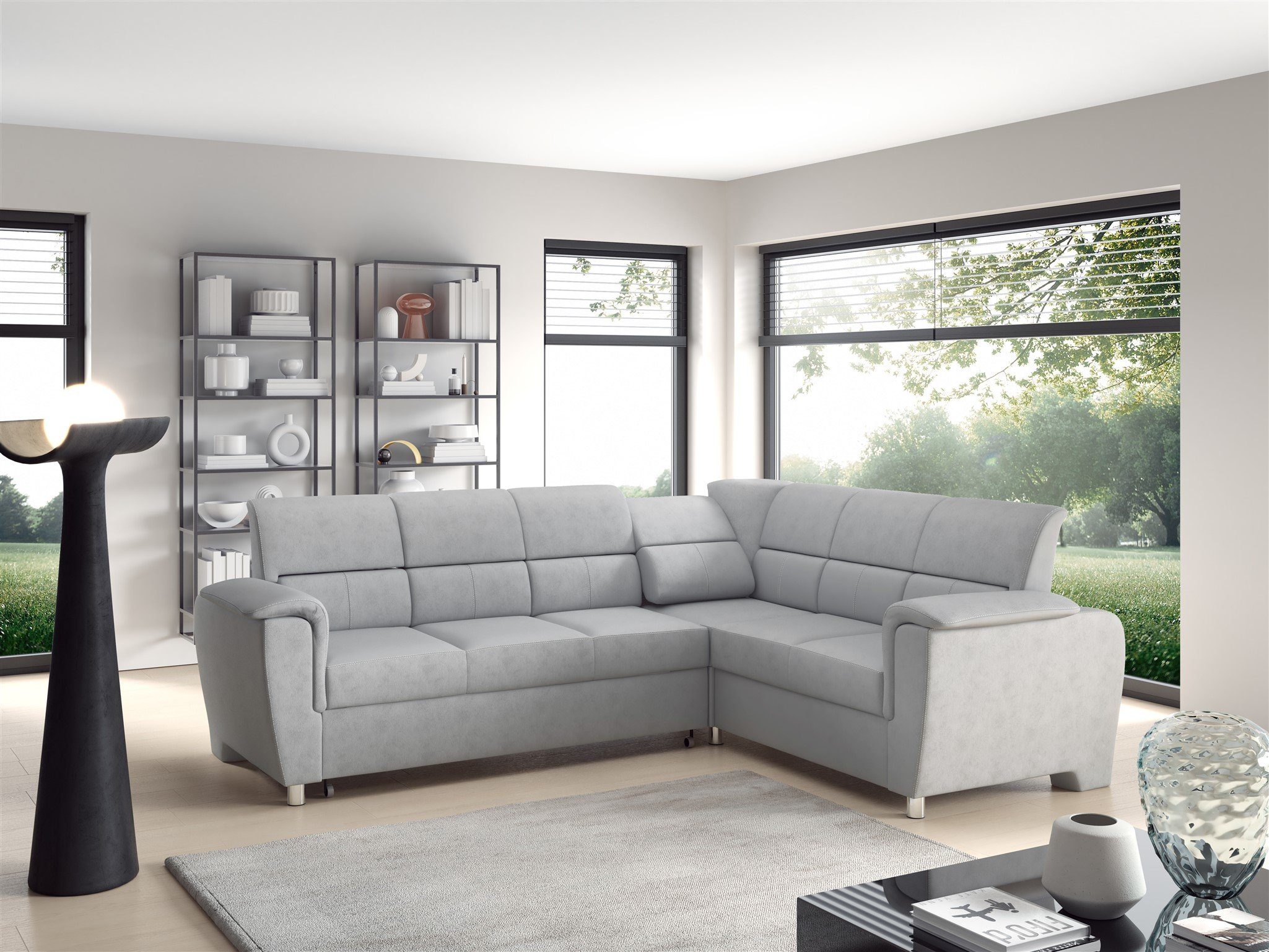 Fun Möbel Ecksofa Schlafsofa Sofa SALVADOR Stoff Texas, Bettkasten, mit Relaxfunktion