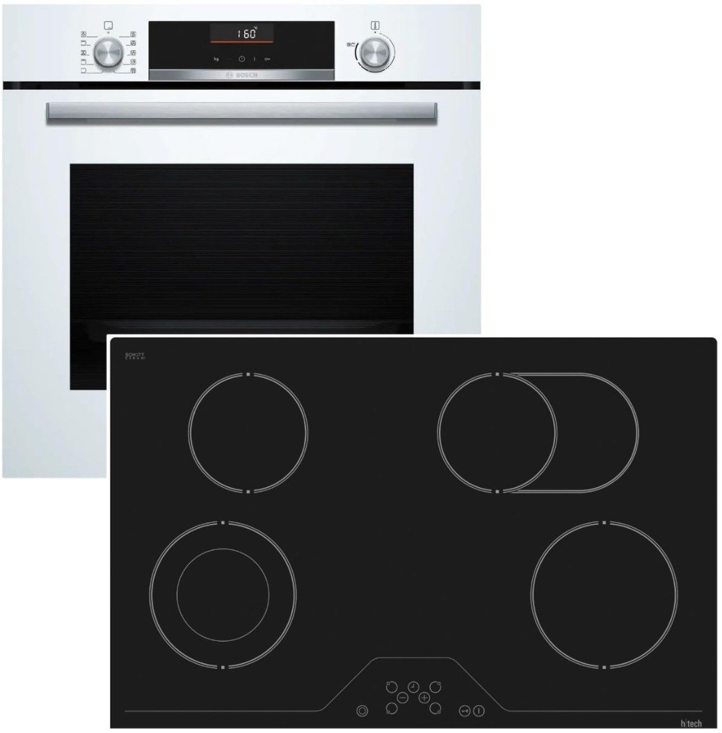 BOSCH Backofen-Set Air Fry 3D-Heißluft EcoClean + htech Kochfeld 78cm Bräterzone, EcoClean Direct