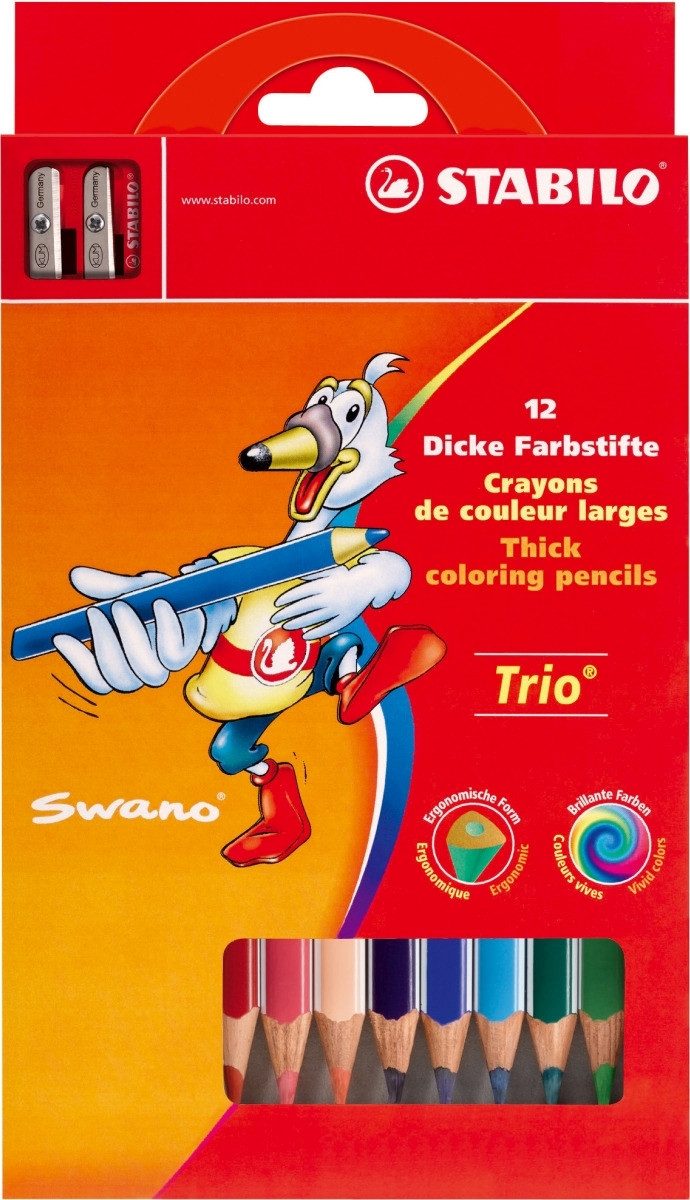 Buntstift Dreikant-Buntstift Trio dick Kartonetui mit 12 Stiften und 1 Spitzer.