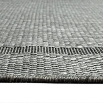 Teppich Klassischer Sisalteppich mit dezenter Bordüre in anthrazit, Carpetia, rund, Höhe: 1 mm