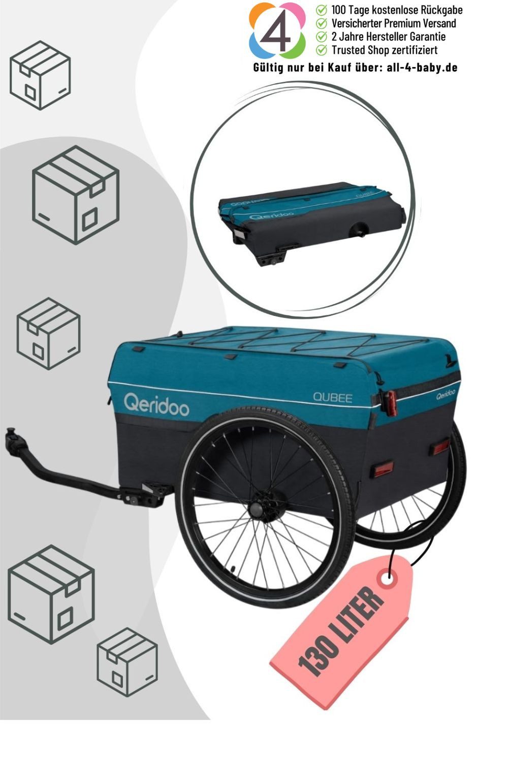 Qeridoo Fahrradlastenanhänger Qubee Cargo / Грузовой прицеп - Farbe: Limited Edition Petrol
