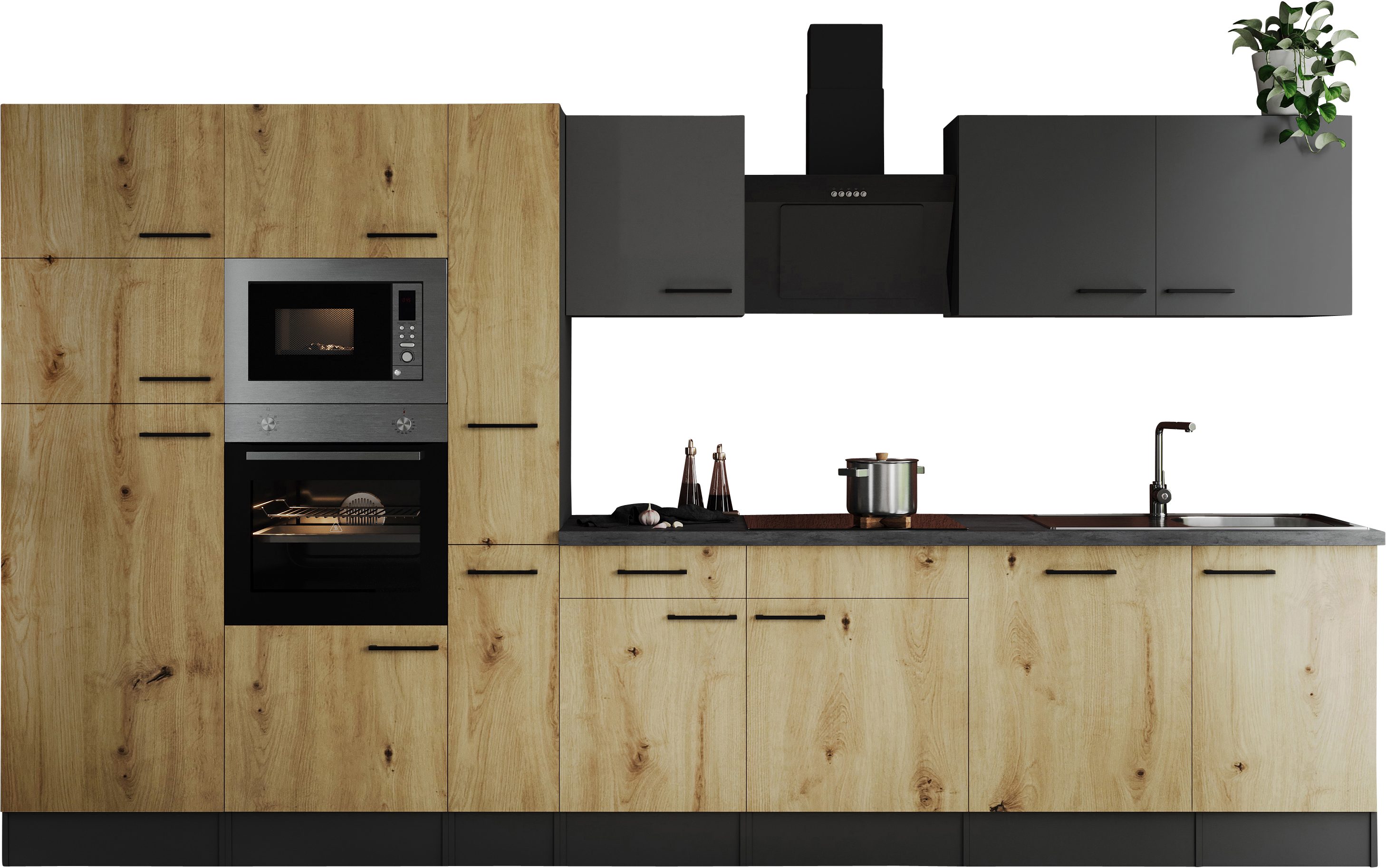 RESPEKTA Küchenzeile Oliver, Breite 370 cm, 90 cm Arbeitshöhe, in exklusiver Konfiguration für OTTO