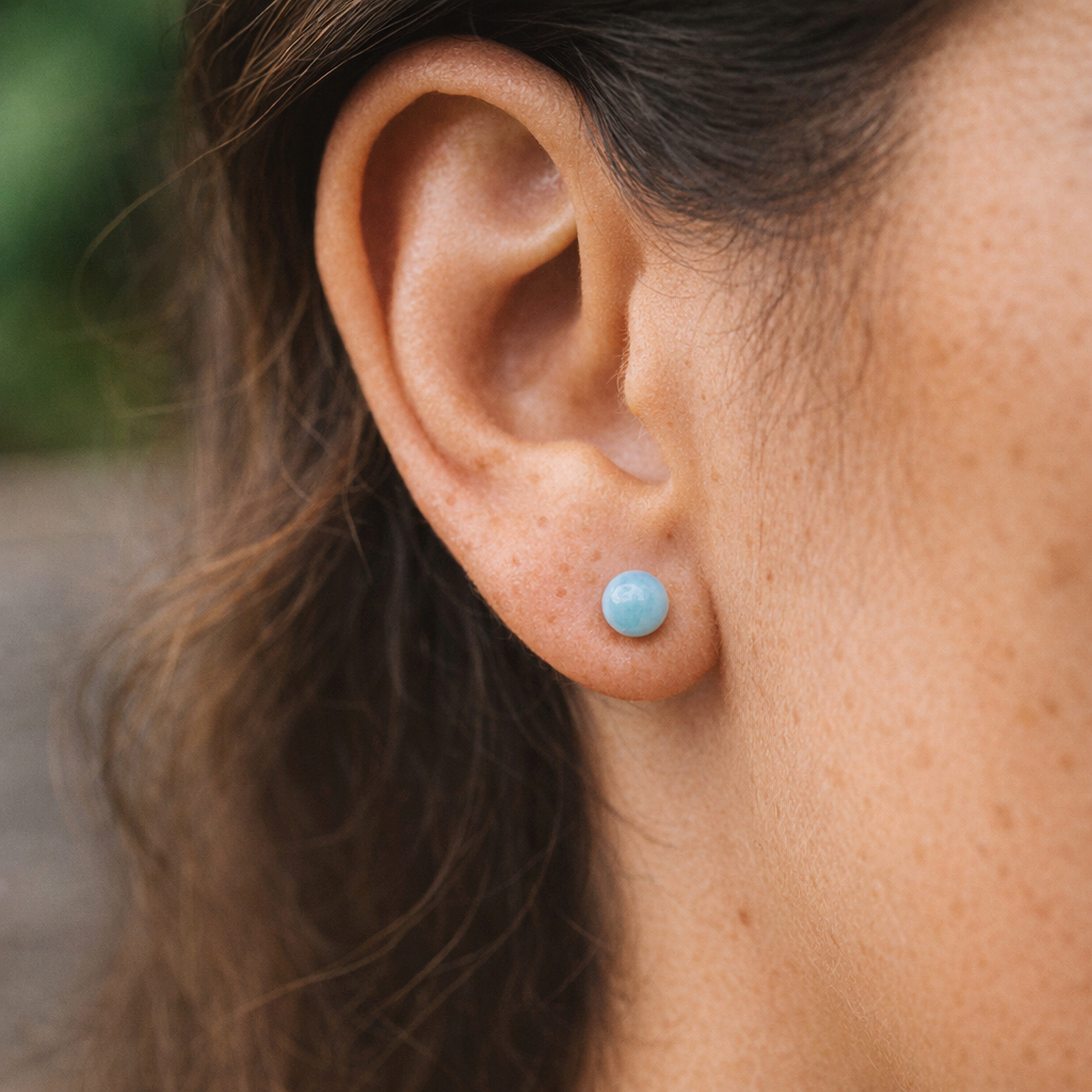 Lebensquelle Plus Einhänger für Ohrschmuck Larimar Ohrstecker 6 mm, 925er Silber – Bild 2 von 5