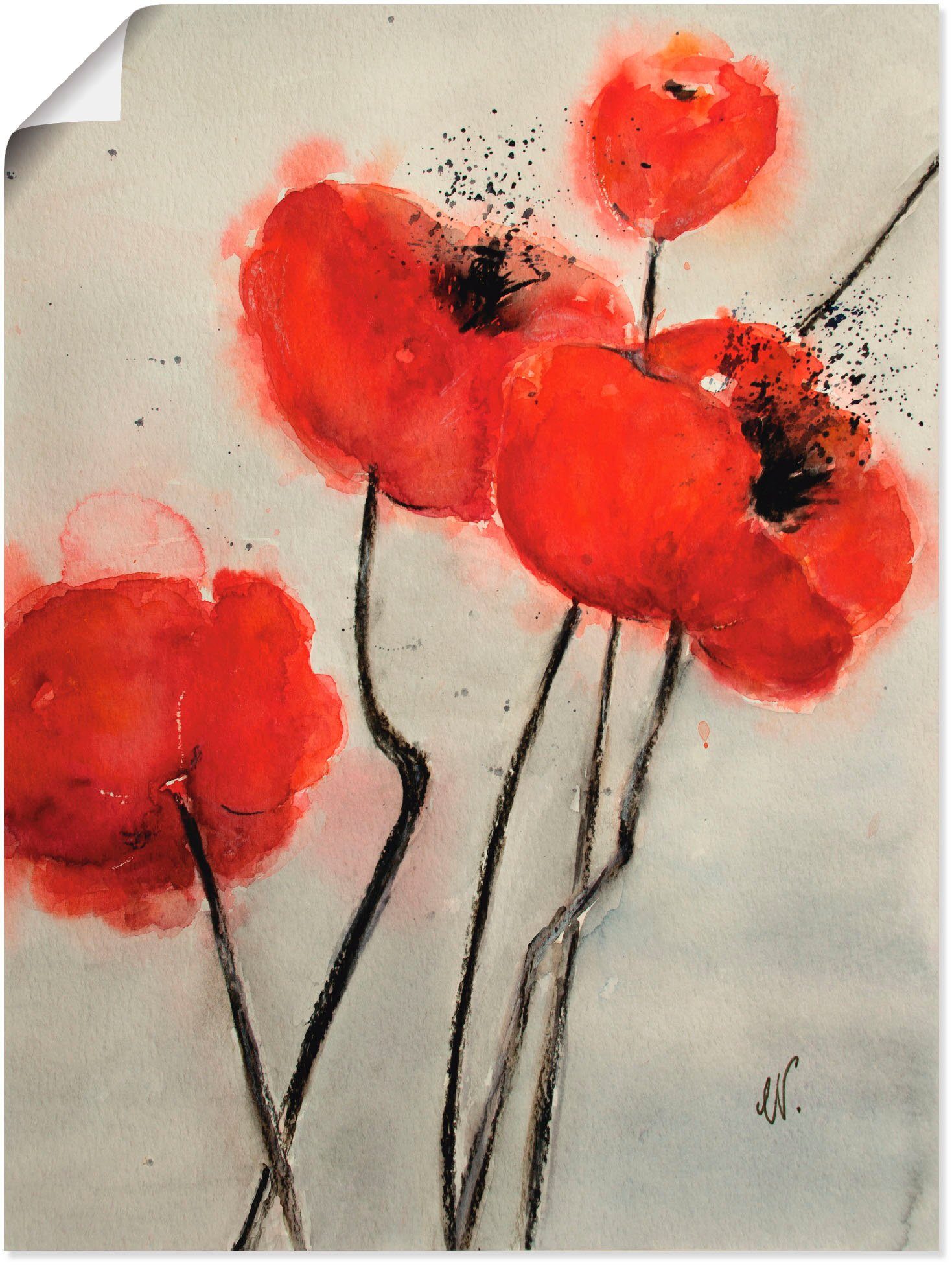 Artland Wandbild Roter Mohn, Blumen (1 St), als Leinwandbild, Плакат in verschied. Größen