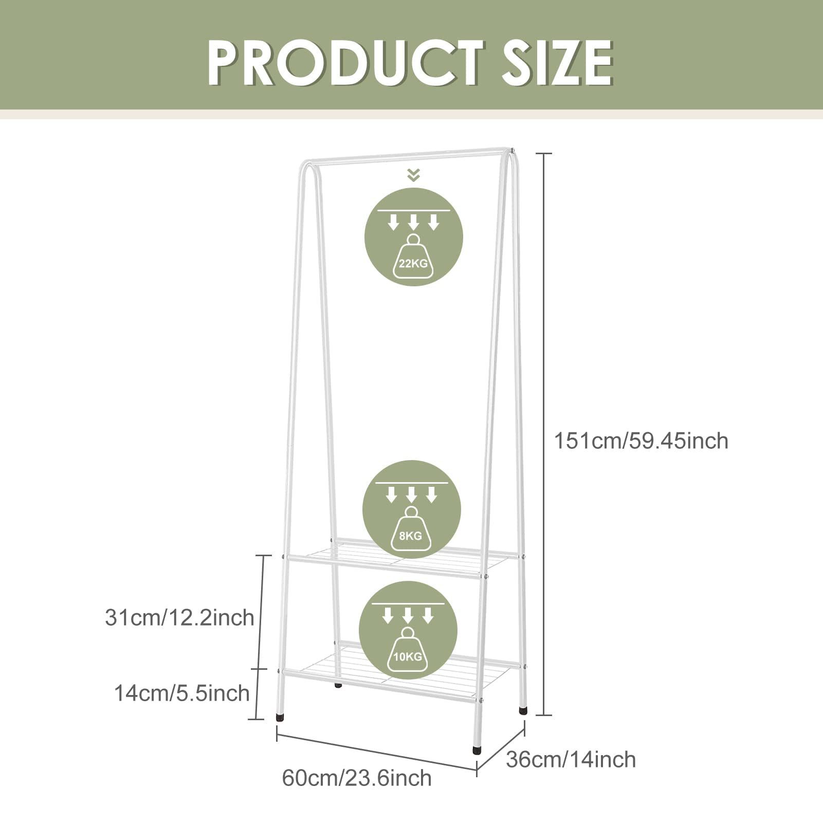 Youyijia Kleiderständer Clothes Rack,Ideal for Bedroom,White günstig online kaufen