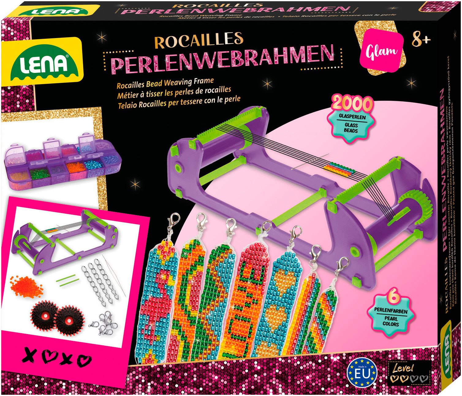 Lena® Kreativset Rocailles Perlenwebrahmen, Made in Europe