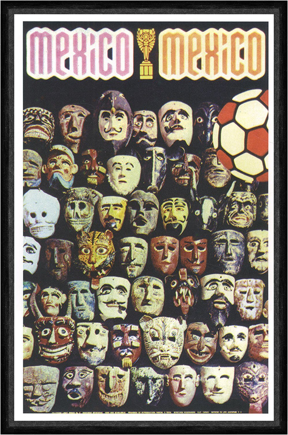 Kunstdruck Poster for the World Cup Mexico Masken Fussball WM Kunstdruck Faks_Wer, (1 St)