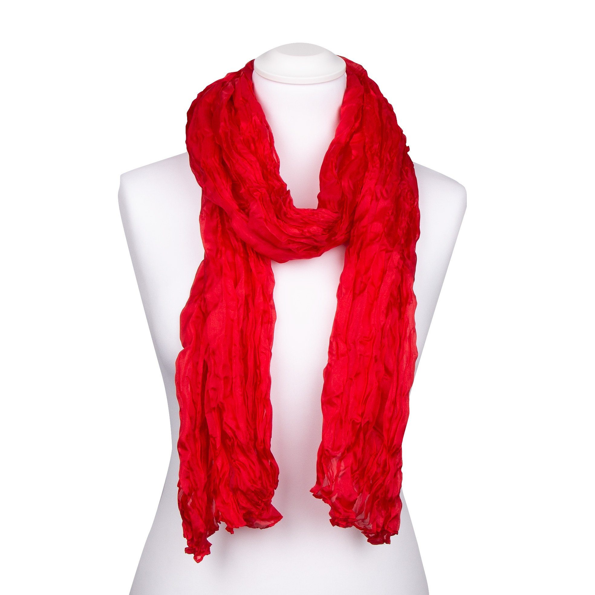 Silkroad Seidenschal Knitterschal Halstuch Schal XXL Feuerrot