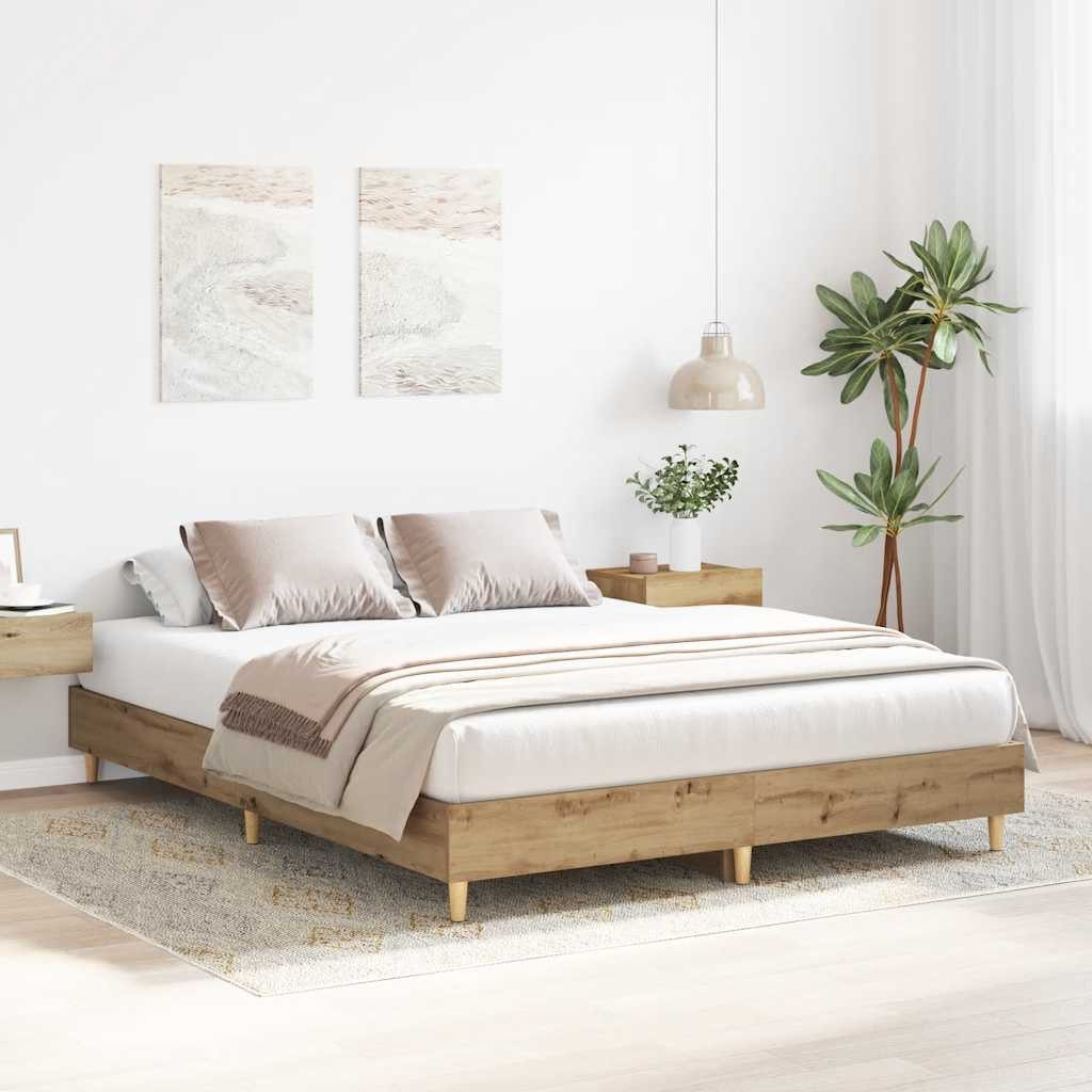 vidaXL Bett Bettgestell ohne Matratze Artisan-Eiche 150x200cm Holzwerkstoff günstig online kaufen