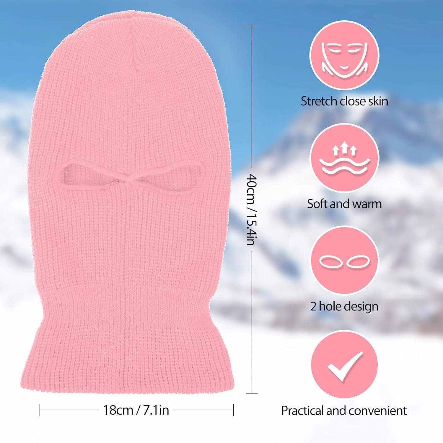 LuxusKollektion Sturmhaube Skimaske Gestrickt Winter Ski 2 Löcher Draußen Rosa Klassischer Stil