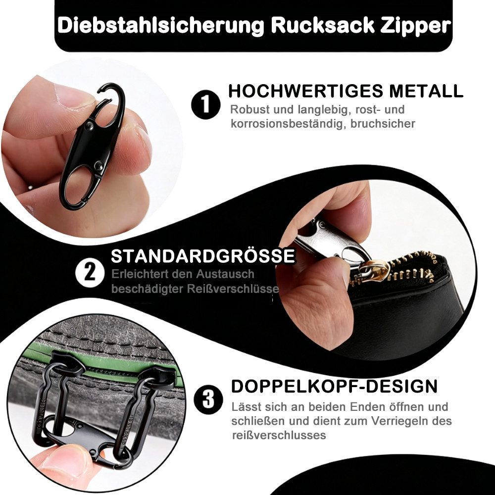 AFKSMILE Reißverschluss 16 Stück Diebstahlsicherung Rucksack Zipper, Reißverschluss-Schieber, Abnehmbare Reißverschluss-Schieber für Gepäck Handtasche Koffer Ze – Bild 3 von 5