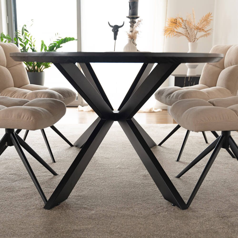 HOME DELUXE Esstisch Oval AVENTIS inkl. Sternfuß 200 x 120 cm
