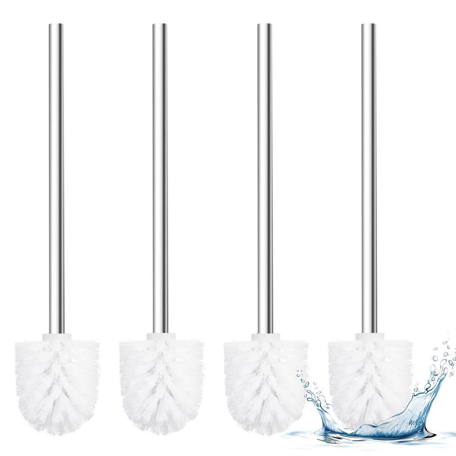 LuxusKollektion WC-Reinigungsbürste WC Bürste Edelstahlgriff Ø7,5cm Weiß 4St.