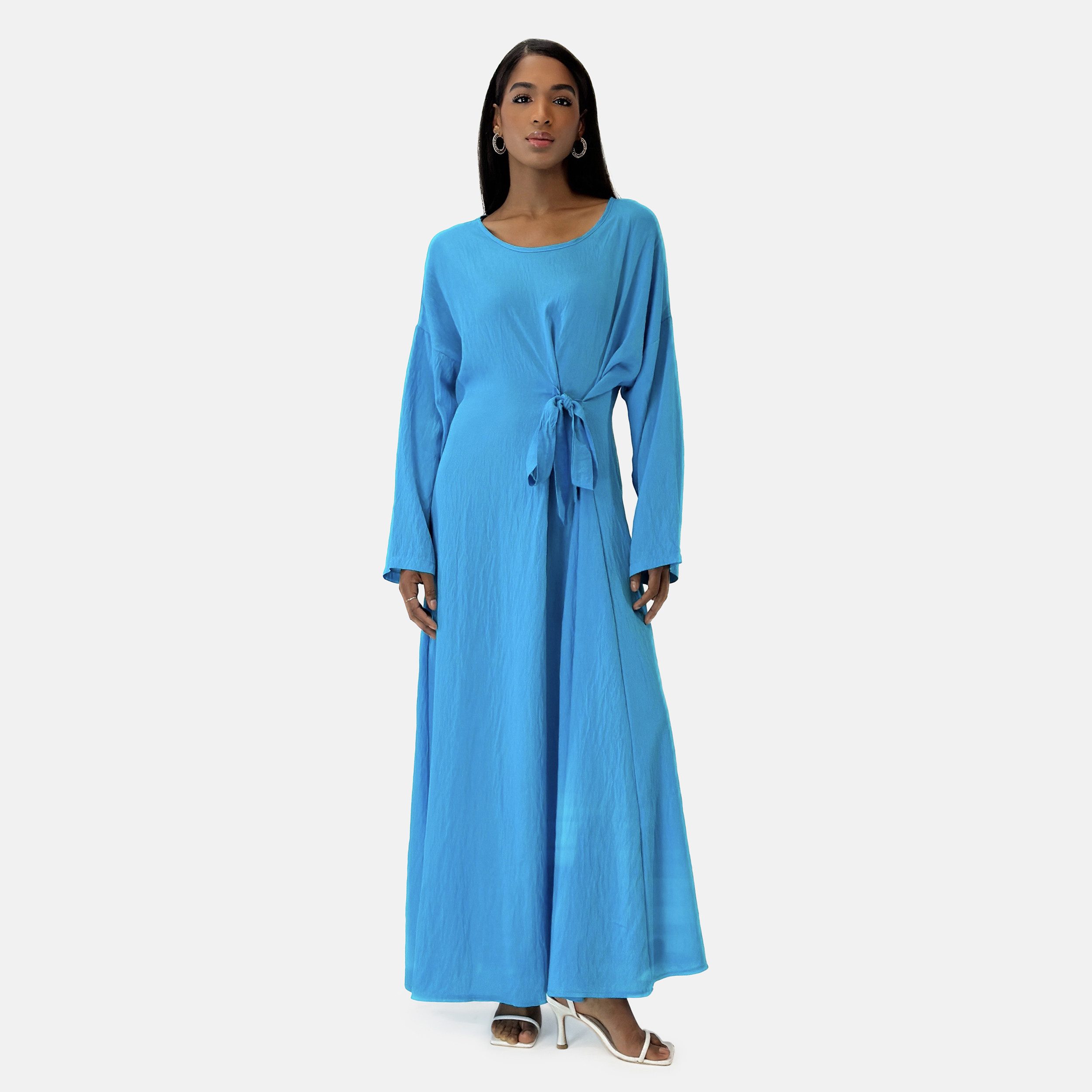 Elara Maxikleid — Damen Abaya One Size mit Bindeschleife und lockerem Maxischnitt